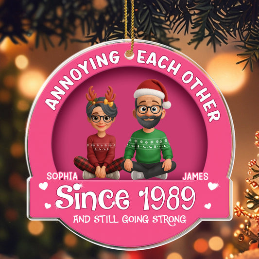 Annoying Each Other, Couple With Christmas Attire - Personalized Custom Acrylic Ornament, Christmas Gift - CPL677_ACO