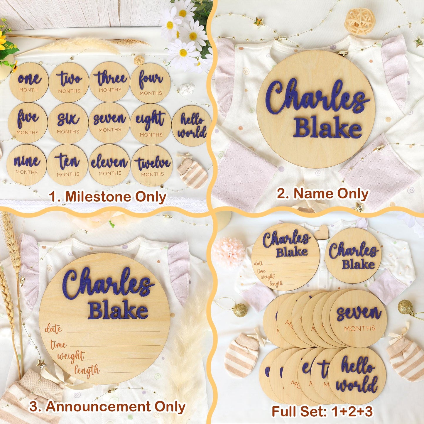Baby Milestone Cards Personalized Monthly Milestone Baby Name Sign Baby Announcement Sign for Hospital Baby Gift Baby Shower Gift