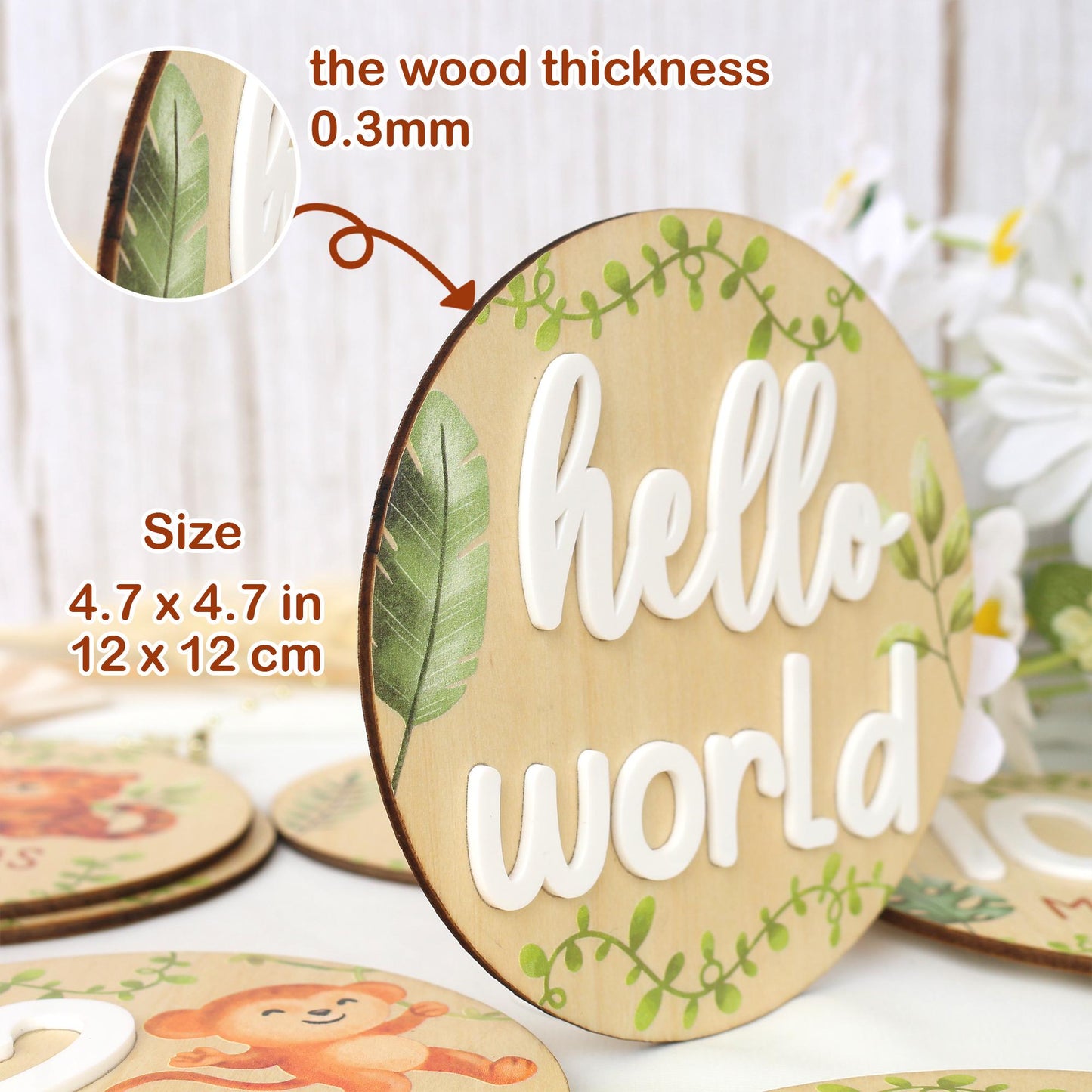 Safari Animals Baby Milestone Cards: Monthly Photo Signs
