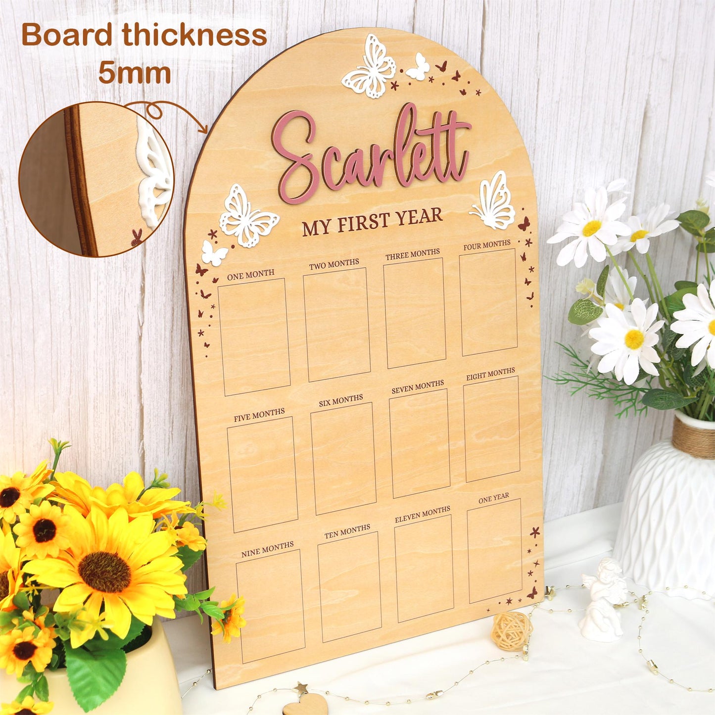 Personalized First Year Photo Board: Baby's 1st Birthday Collage