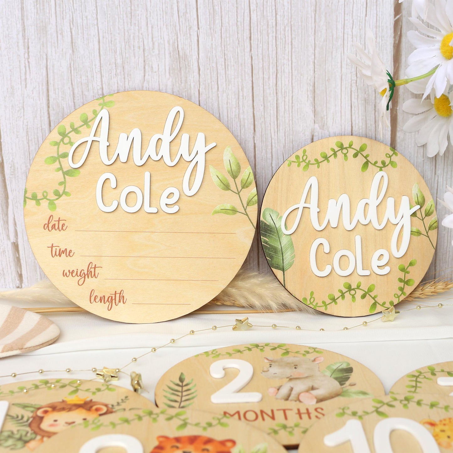 Safari Animals Baby Milestone Cards: Monthly Photo Signs