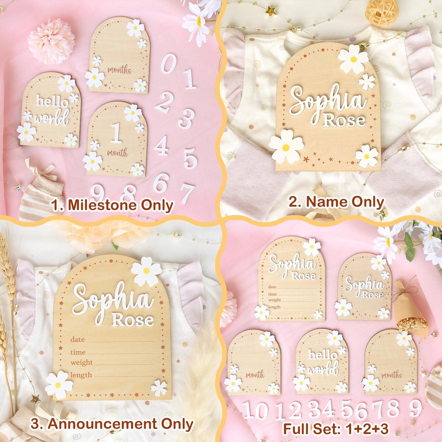 Baby Girl Monthly Milestone Sign: Flower Theme, Photo Prop
