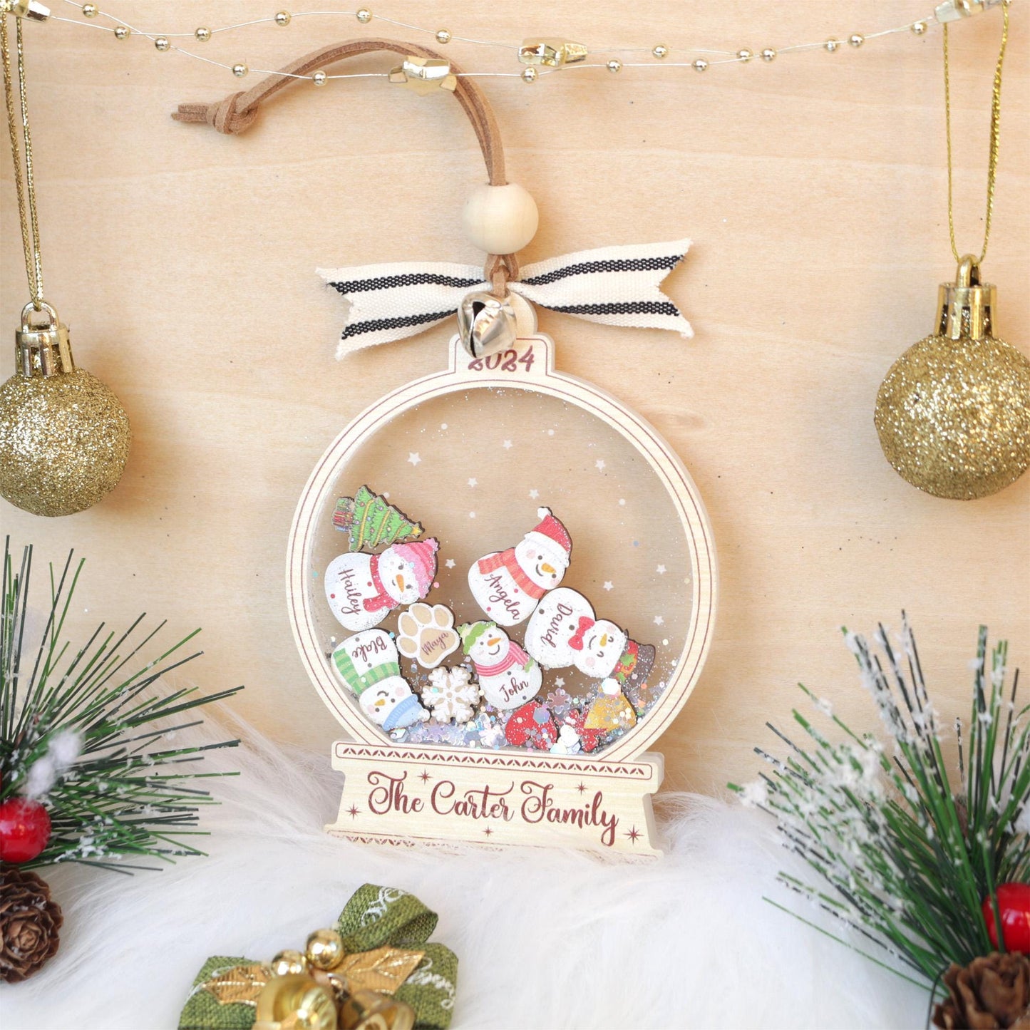 Personalized Snowman Family Christmas Ornament: Custom Acrylic Decor