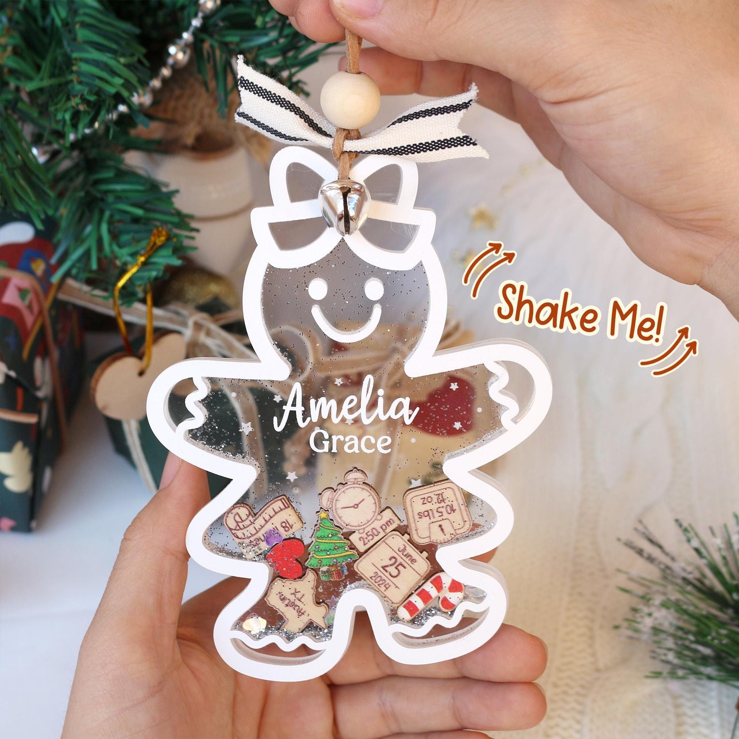 Personalized Baby's First Christmas Ornament: Gingerbread Shaker