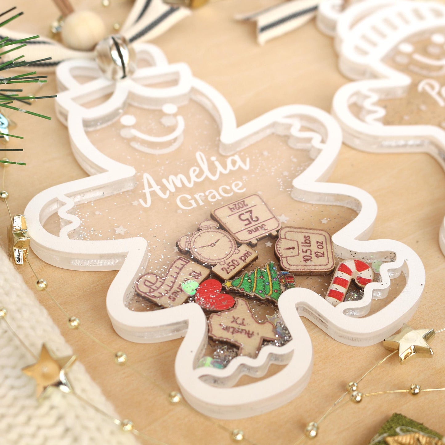 Personalized Baby's First Christmas Ornament: Gingerbread Shaker