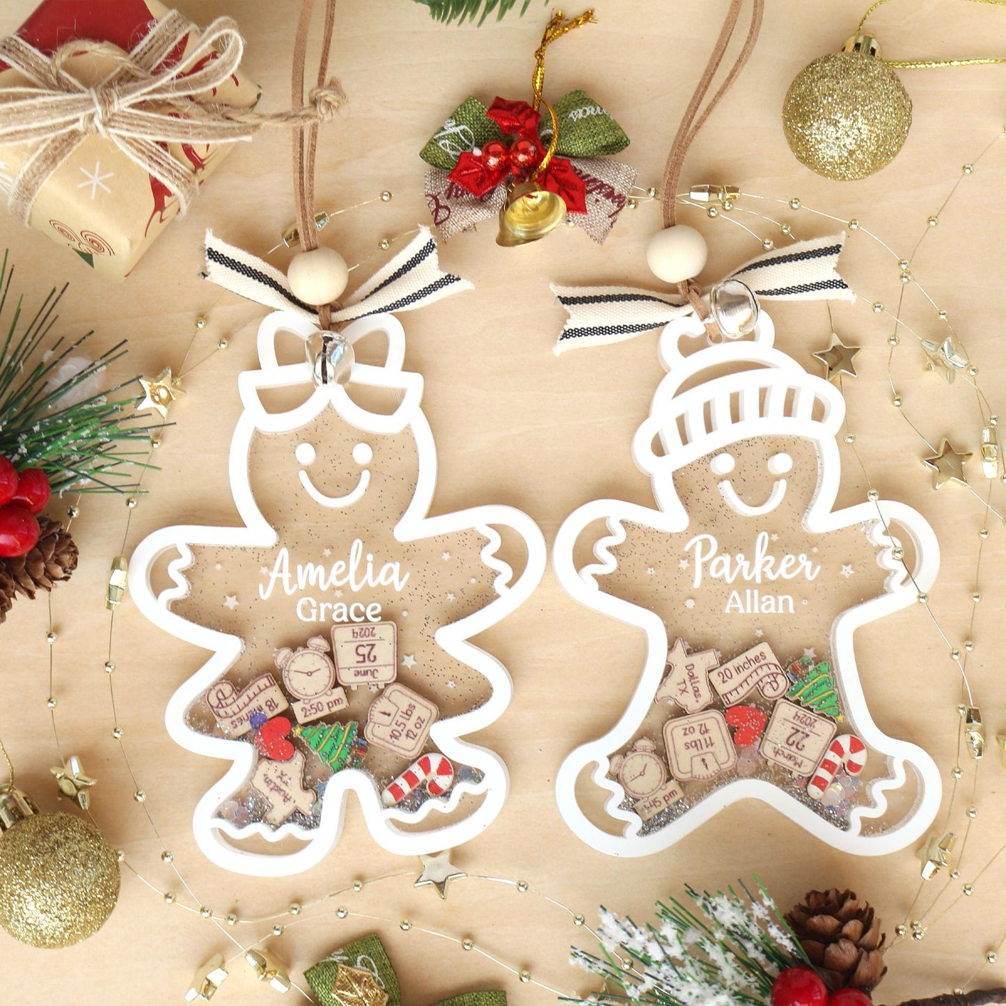 Personalized Baby's First Christmas Ornament: Gingerbread Shaker
