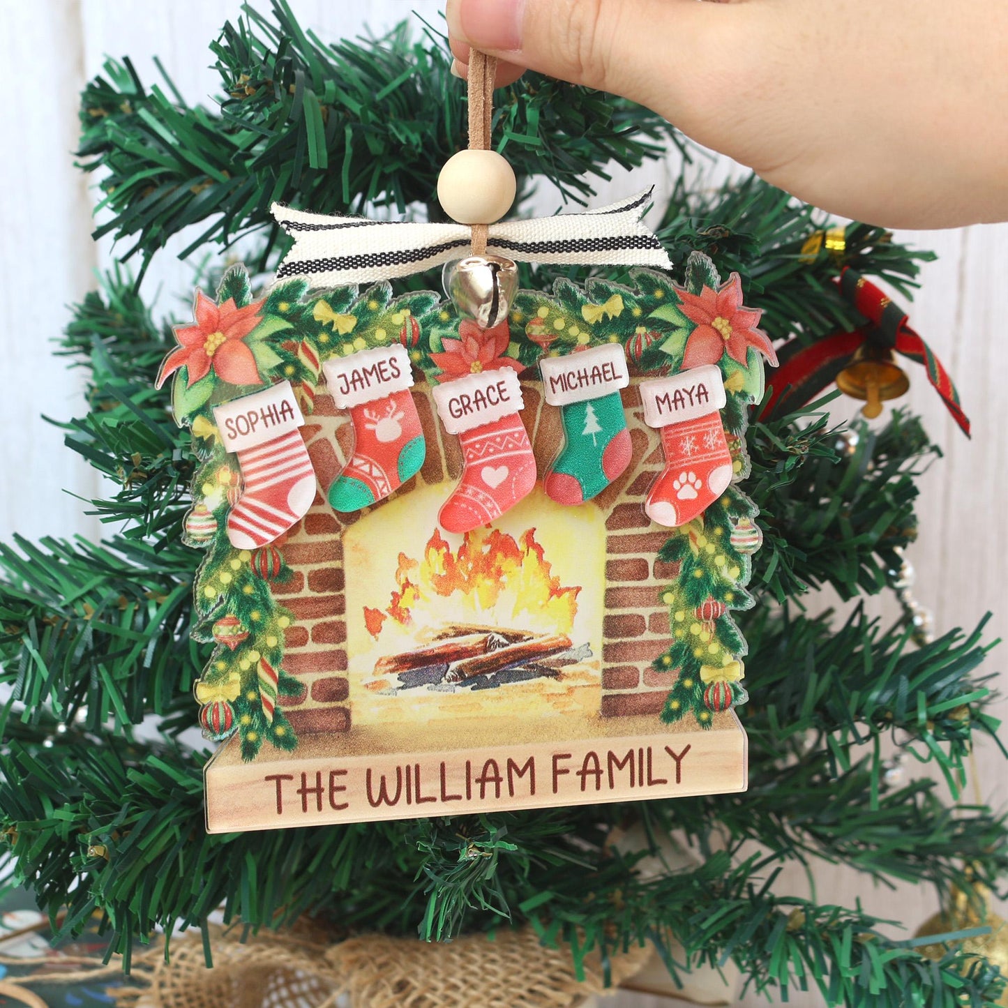 Personalized Family Name Christmas Ornament: Laser-Cut Acrylic Decor