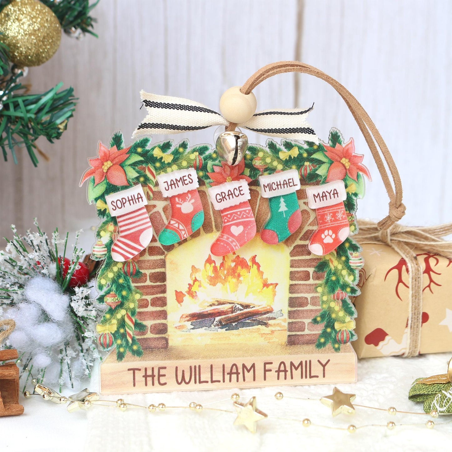 Personalized Family Name Christmas Ornament: Laser-Cut Acrylic Decor