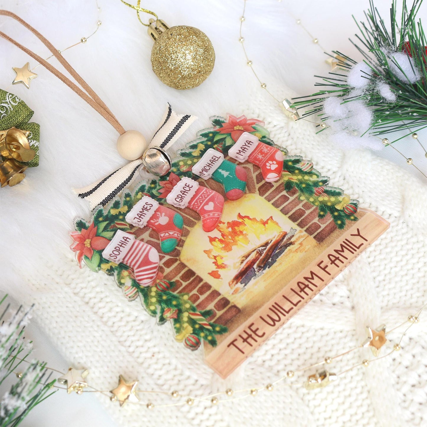 Personalized Family Name Christmas Ornament: Laser-Cut Acrylic Decor