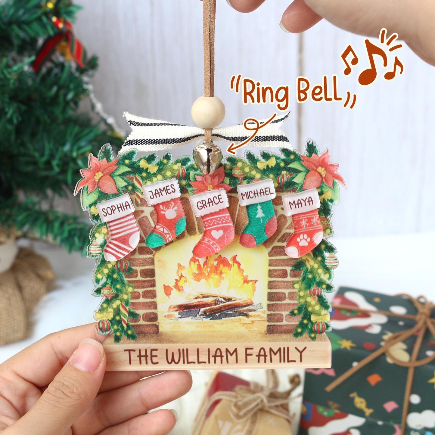 Personalized Family Name Christmas Ornament: Laser-Cut Acrylic Decor