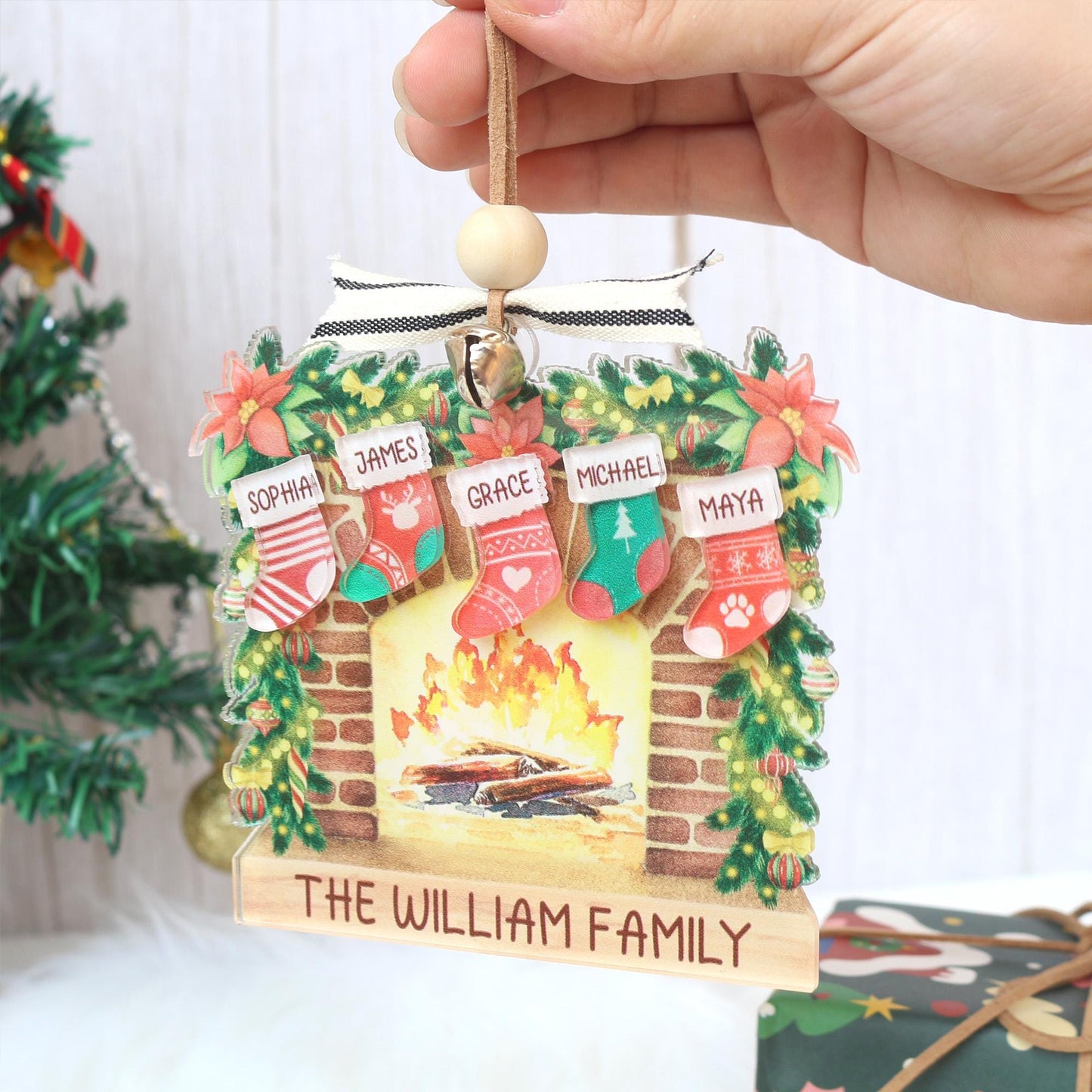 Personalized Family Name Christmas Ornament: Laser-Cut Acrylic Decor