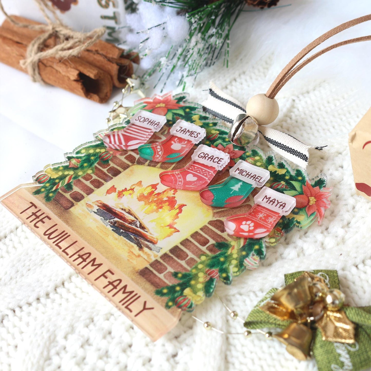 Personalized Family Name Christmas Ornament: Laser-Cut Acrylic Decor