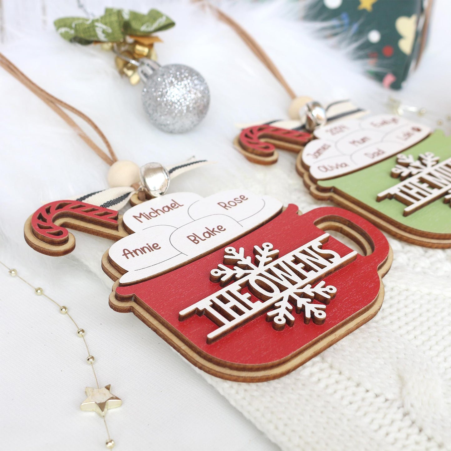 Personalized Wooden Name Christmas Ornament: Laser-Cut Family Gift
