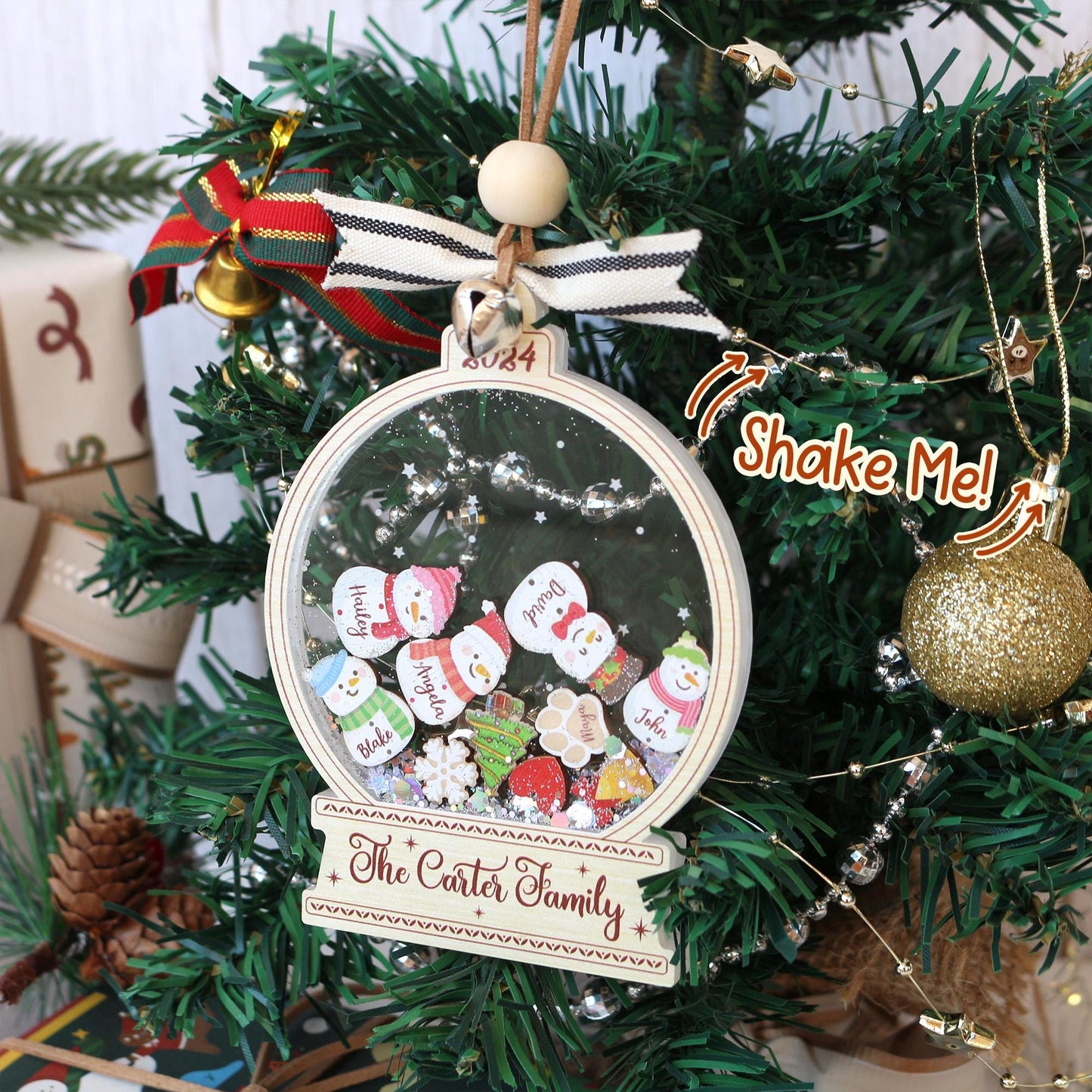 Personalized Snowman Family Christmas Ornament: Custom Acrylic Decor