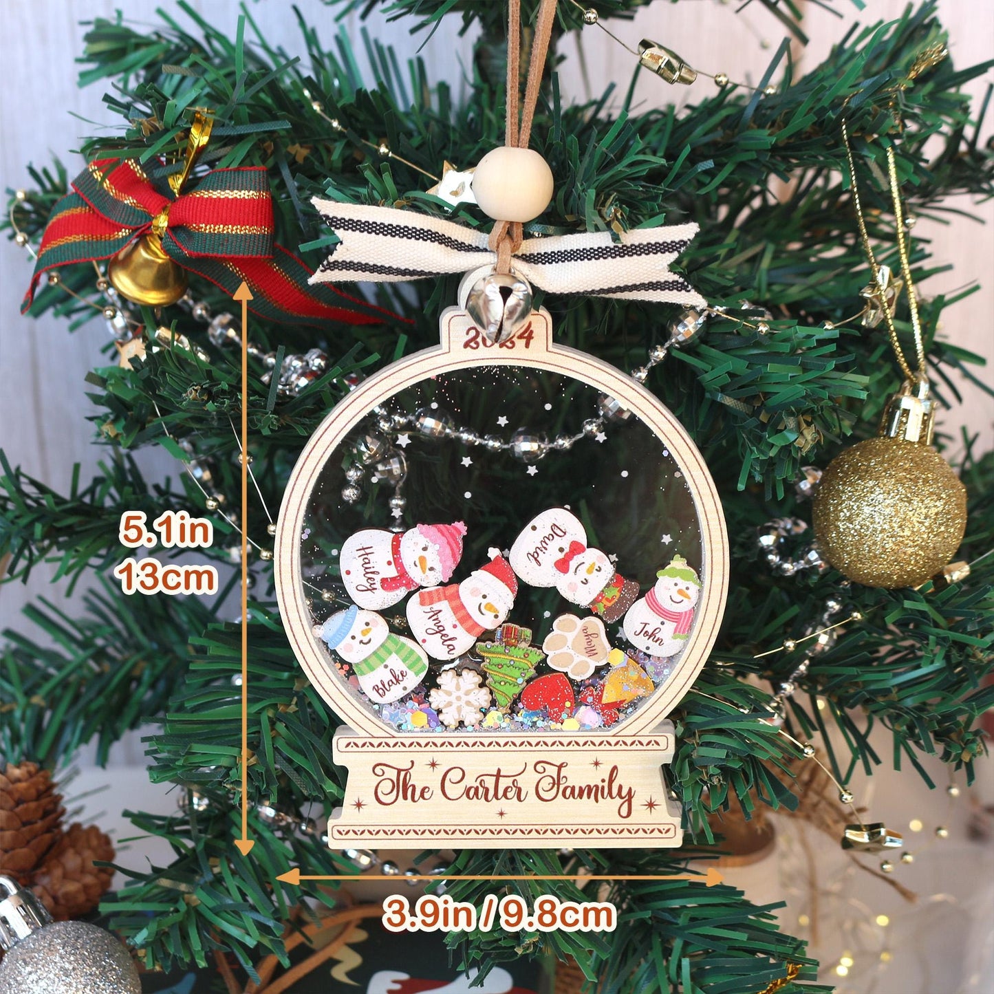 Personalized Snowman Family Christmas Ornament: Custom Acrylic Decor