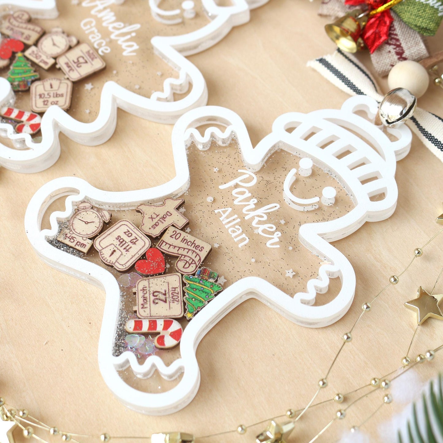 Personalized Baby's First Christmas Ornament: Gingerbread Shaker