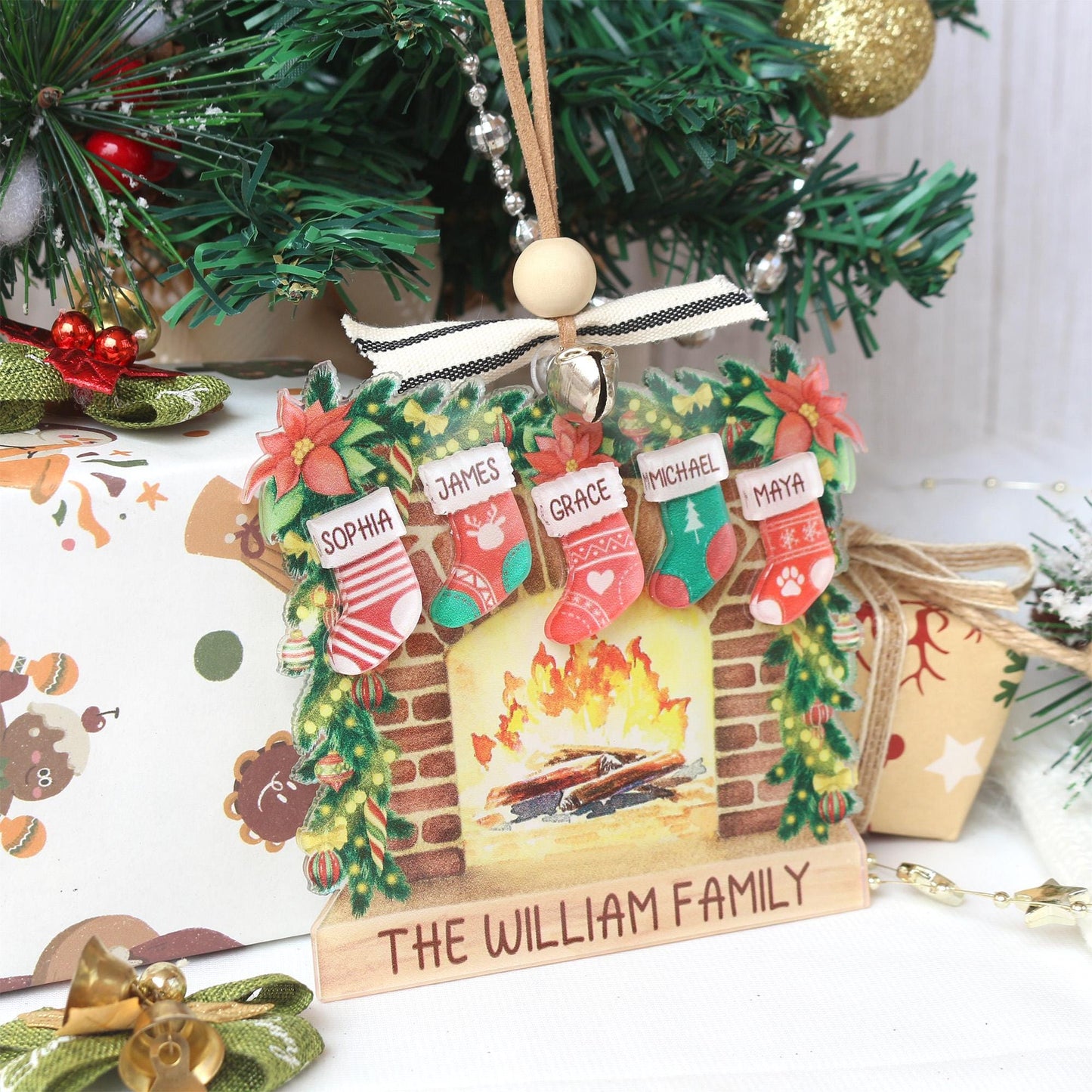 Personalized Family Name Christmas Ornament: Laser-Cut Acrylic Decor