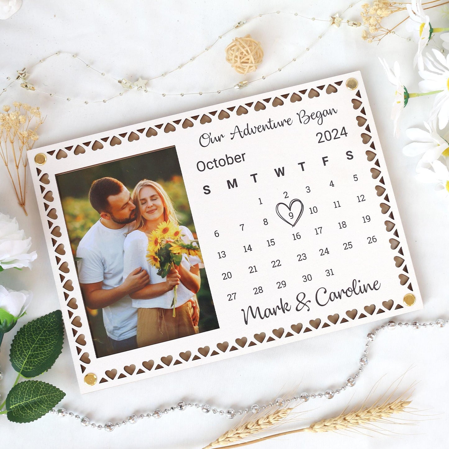 Wooden Picture Frame Personalized Photo Frame Unique Gift for Anniversary, Wedding Decor, Valentines Day