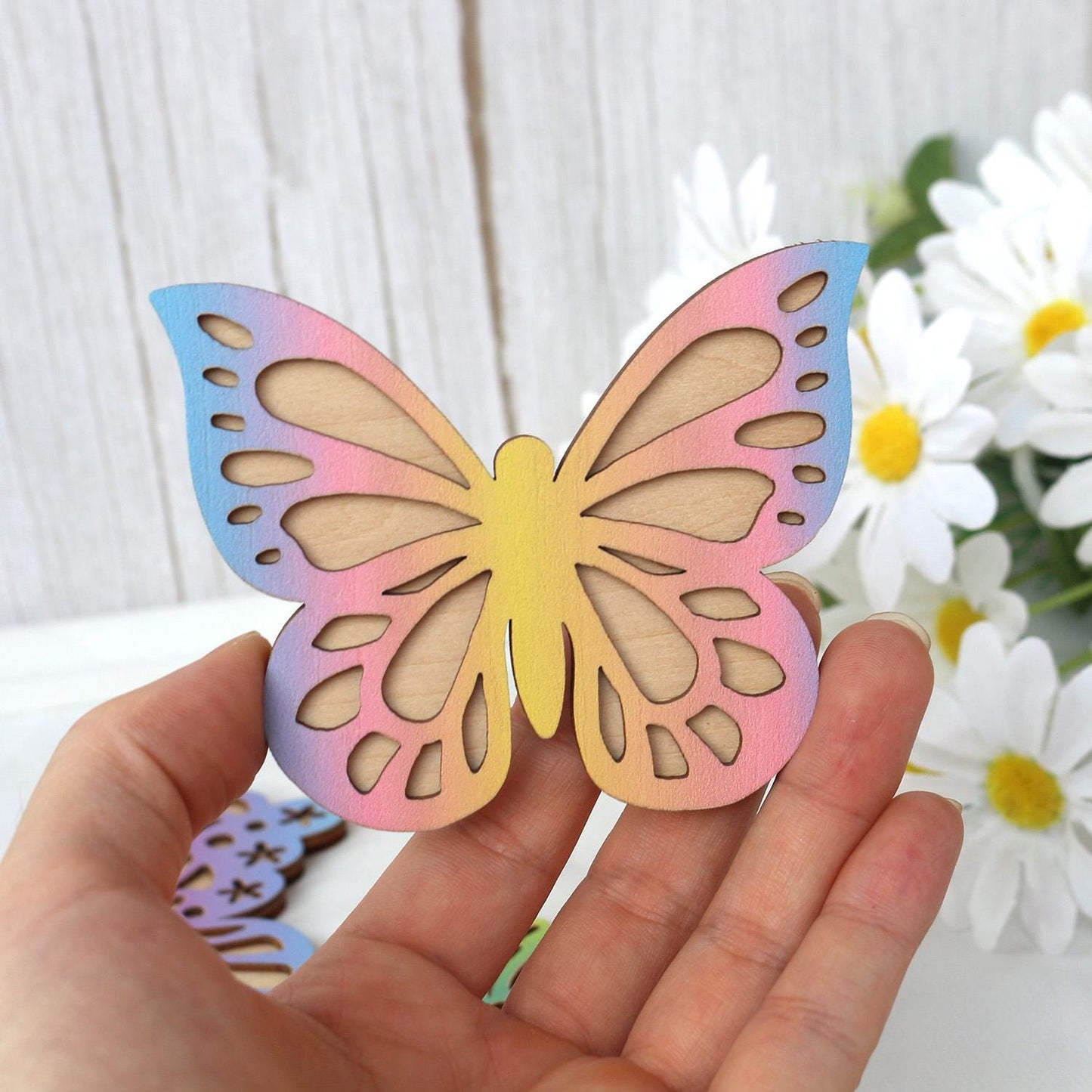 Rainbow Wooden Butterfly Wall Decor (7-Pack): Boho Nursery Art