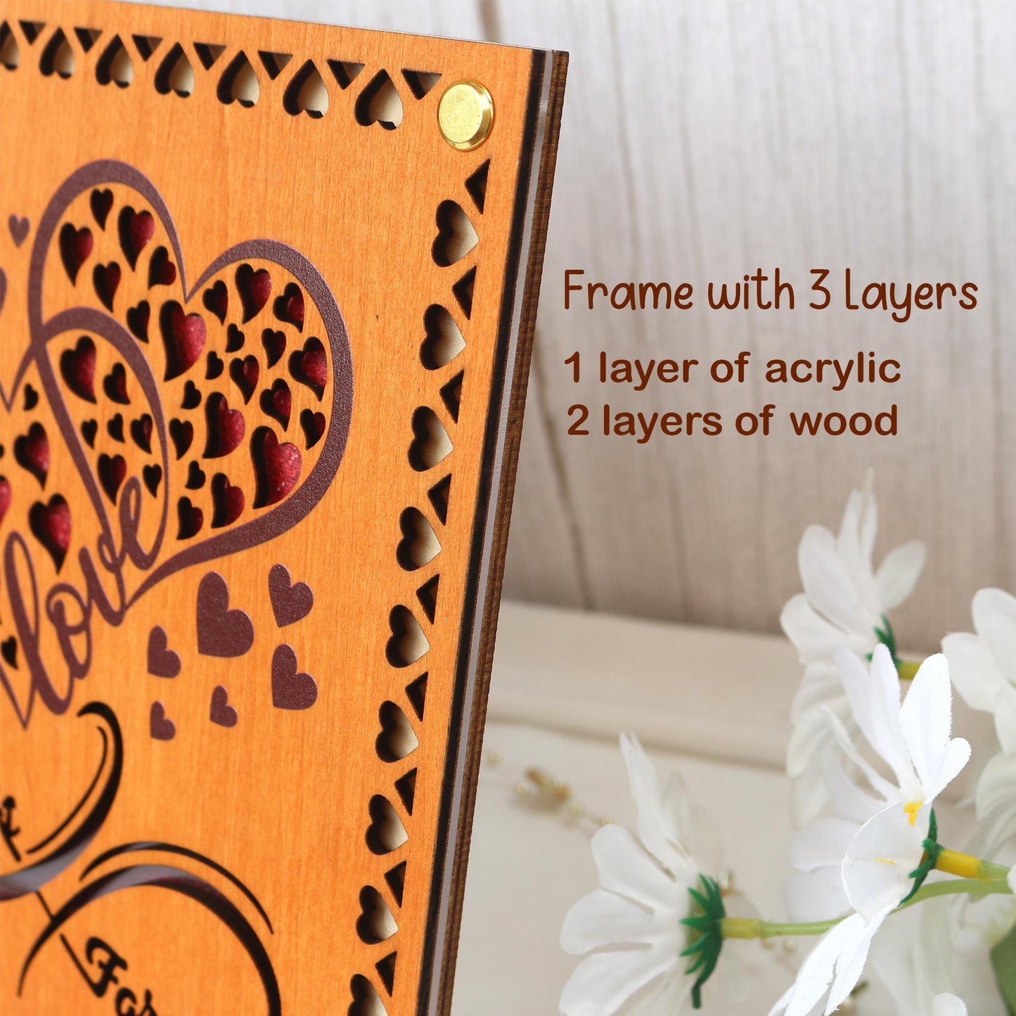 Personalized Wooden Picture Frame: Anniversary, Wedding Decor