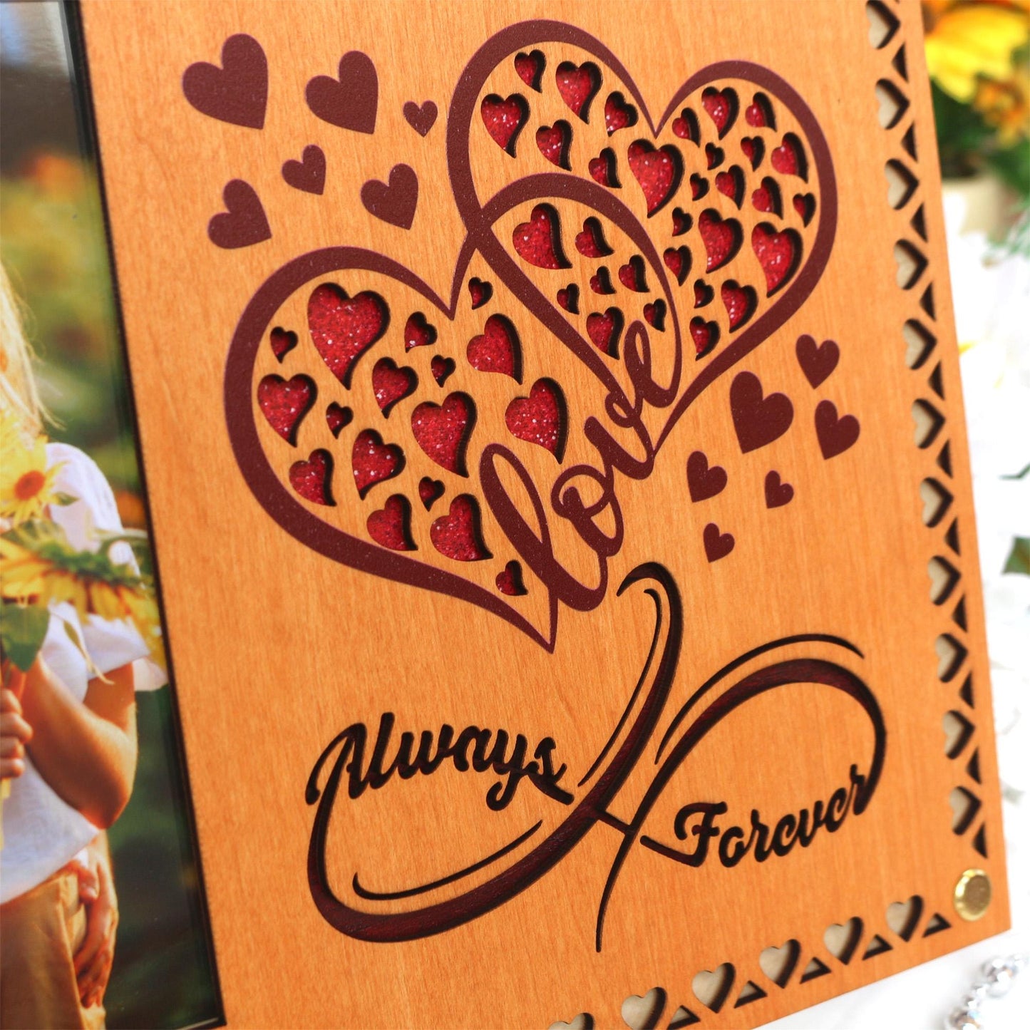 Personalized Wooden Picture Frame: Anniversary, Wedding Decor