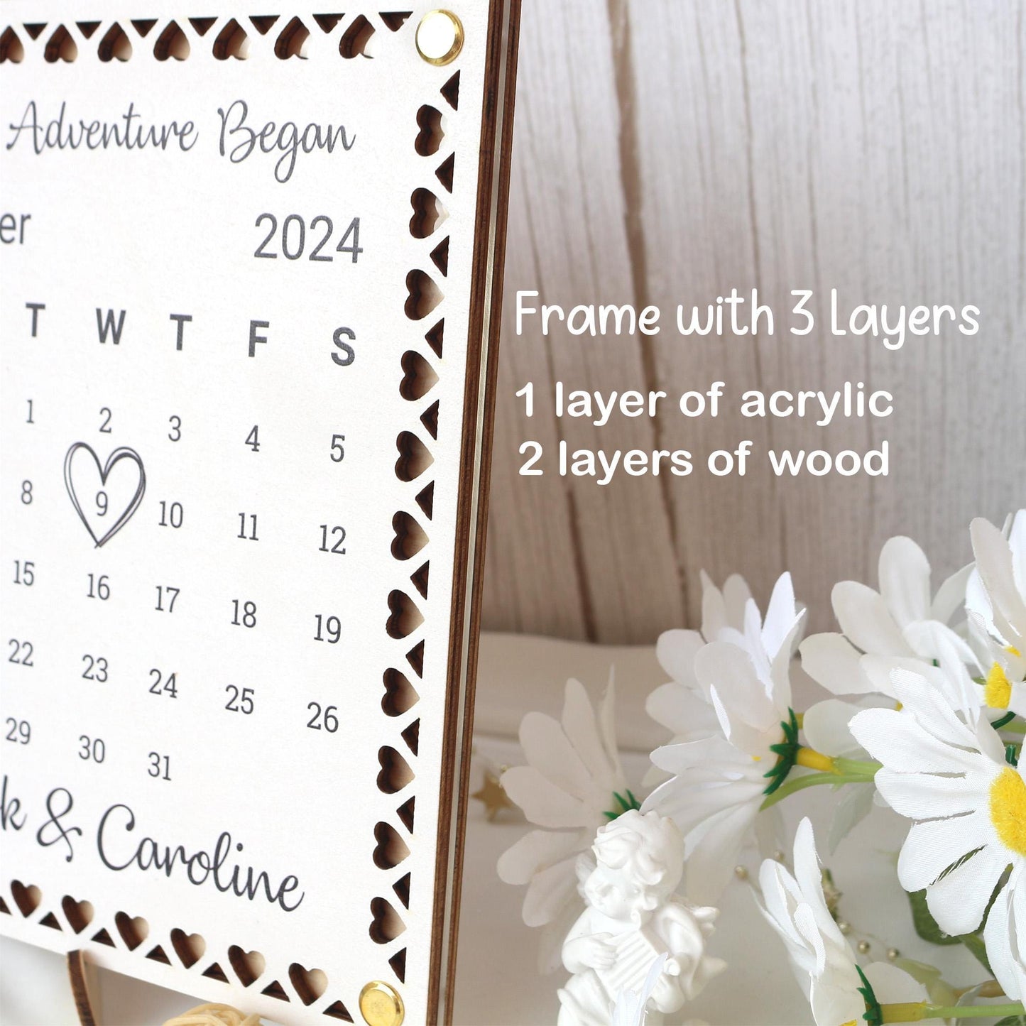 Wooden Picture Frame Personalized Photo Frame Unique Gift for Anniversary, Wedding Decor, Valentines Day