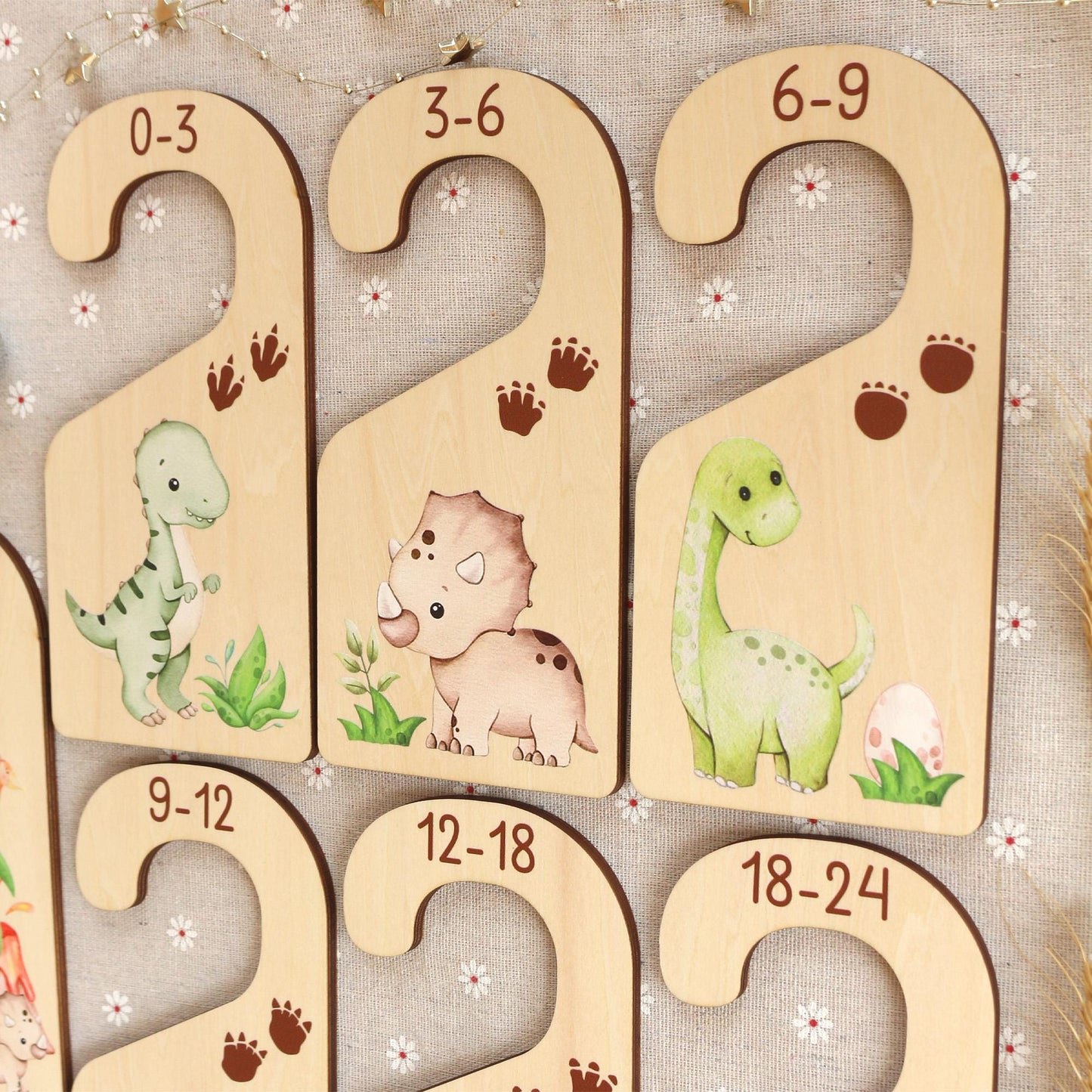 Dinosaur Baby Clothes Dividers: Wooden Nursery Closet Organizer