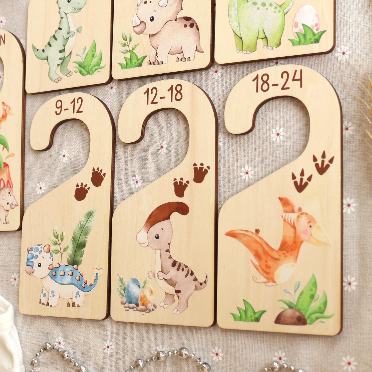 Dinosaur Baby Clothes Dividers: Wooden Nursery Closet Organizer