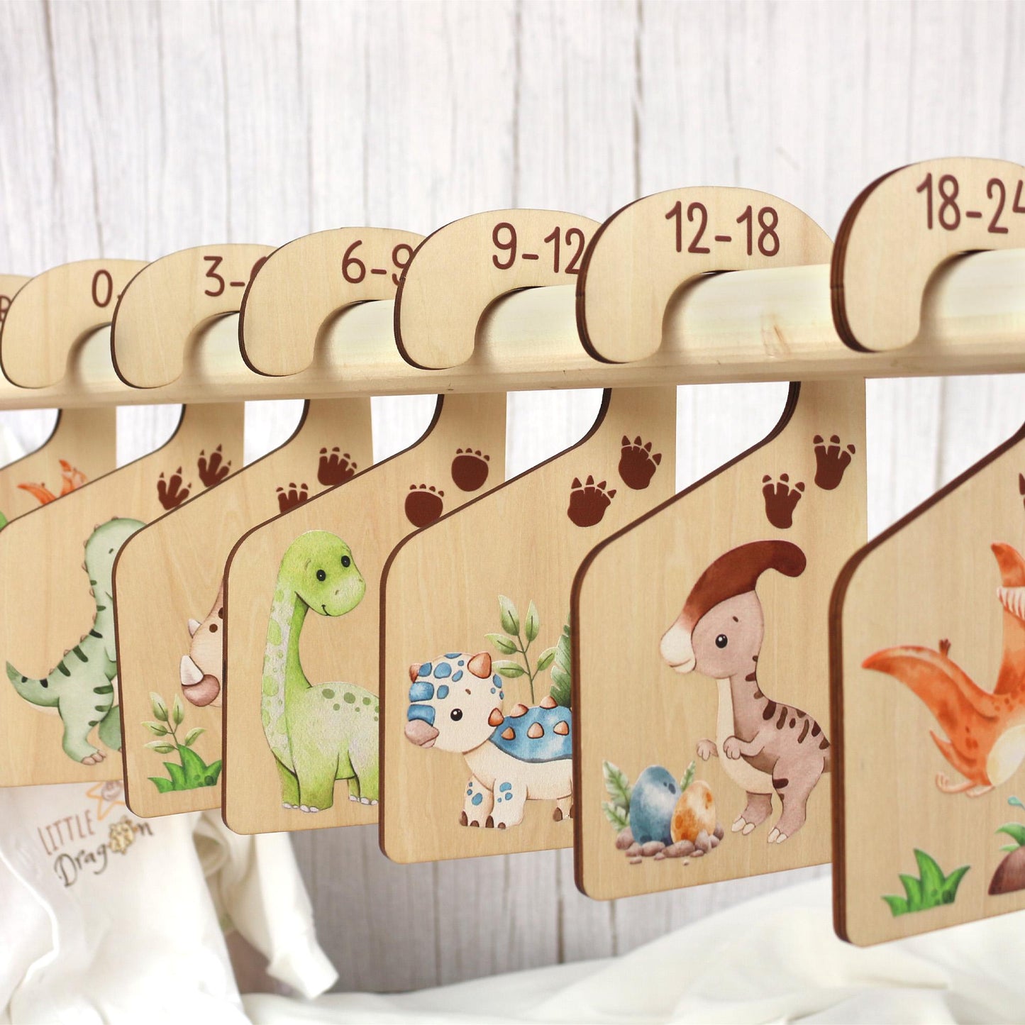 Dinosaur Baby Clothes Dividers: Wooden Nursery Closet Organizer