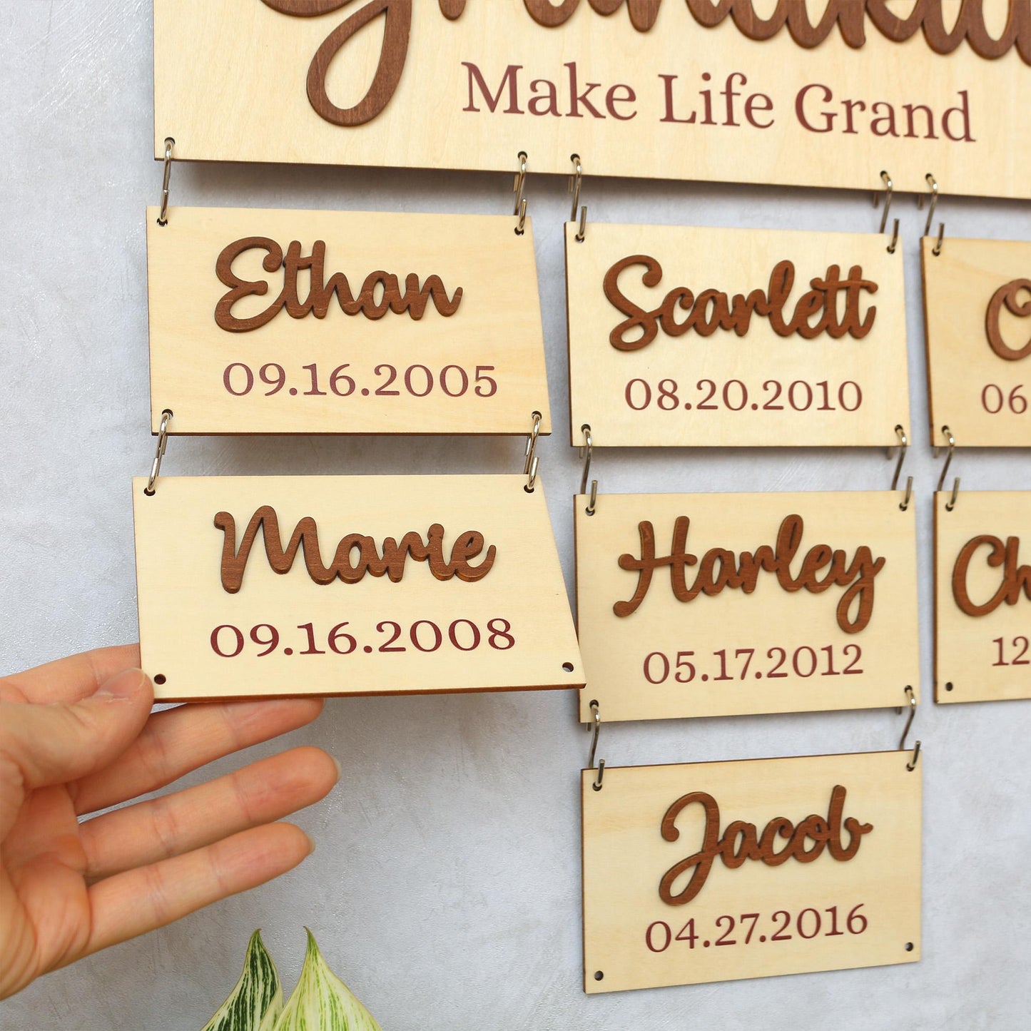 Personalized Grandchildren Wooden Name Sign: Gift for Grandparents