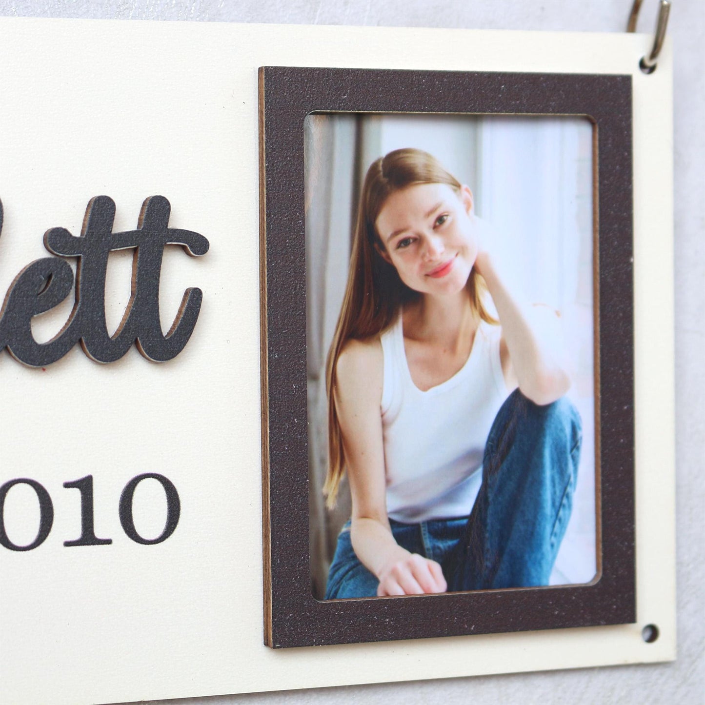 Grandchildren Sign with Photo Frame, Wooden Family Name Plaque, Grandkids Sign, Gift For Grandparent, Gift For Mom, Grandparents Plaque