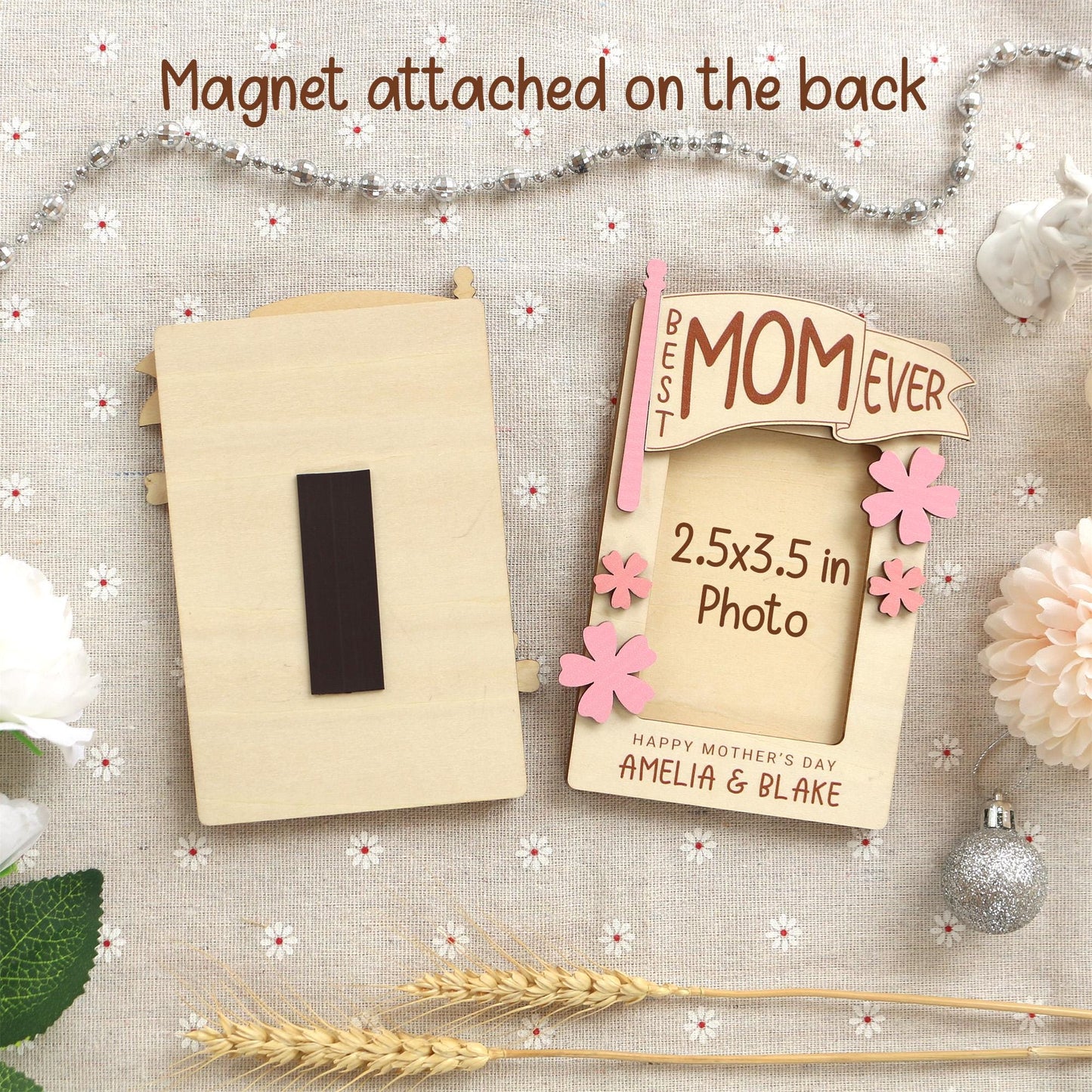 Mothers Day Photo Magnet, Mother's Day Gift, Photo Frame, Gift for Mom, Gift for Grandma, Mother’s Day Picture Frame, Kids Photo for Fridge