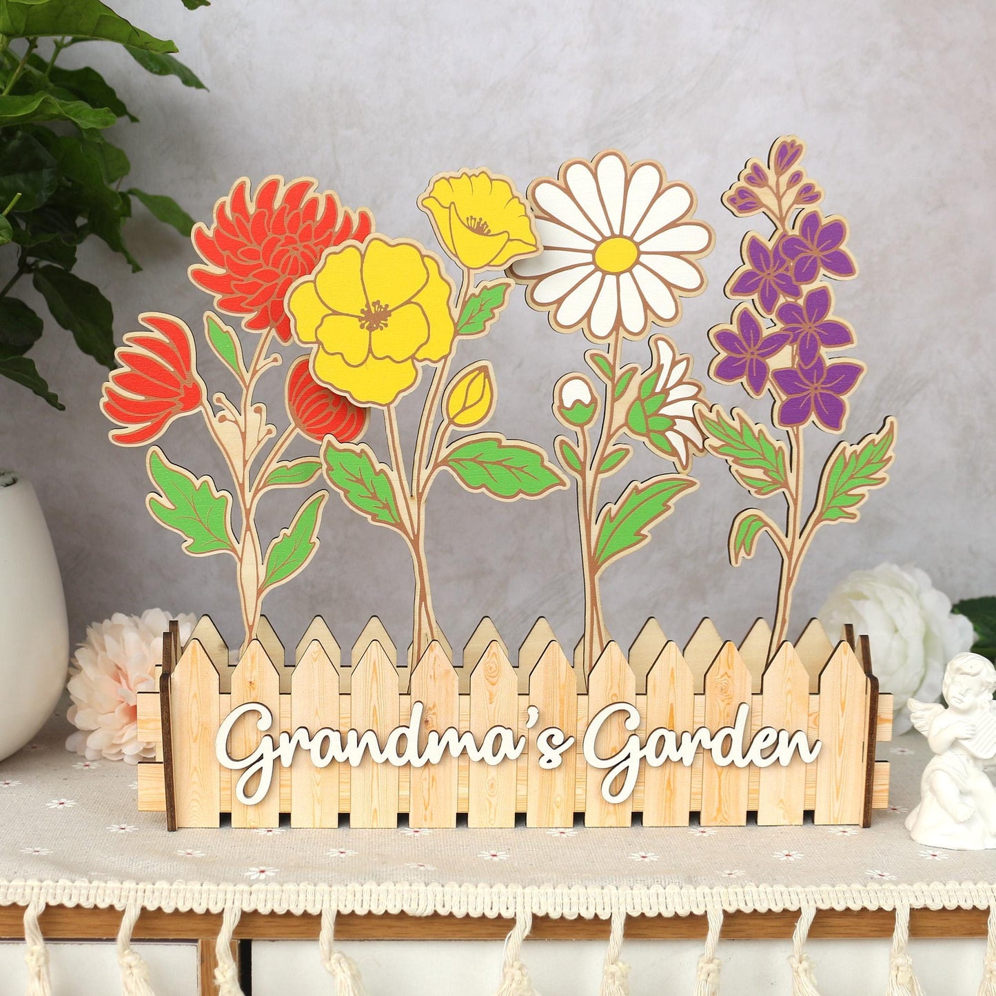 Wooden Birth Flower Garden, Flower Decor, Wooden Birth Flowers, Mothers Day Gift, Family Birth Flowers, Nana's Garden, Custom Wood Sign