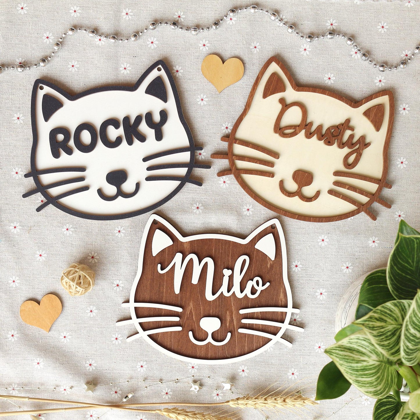 Personalized Cat Name Sign: Wooden Pet House Plaque