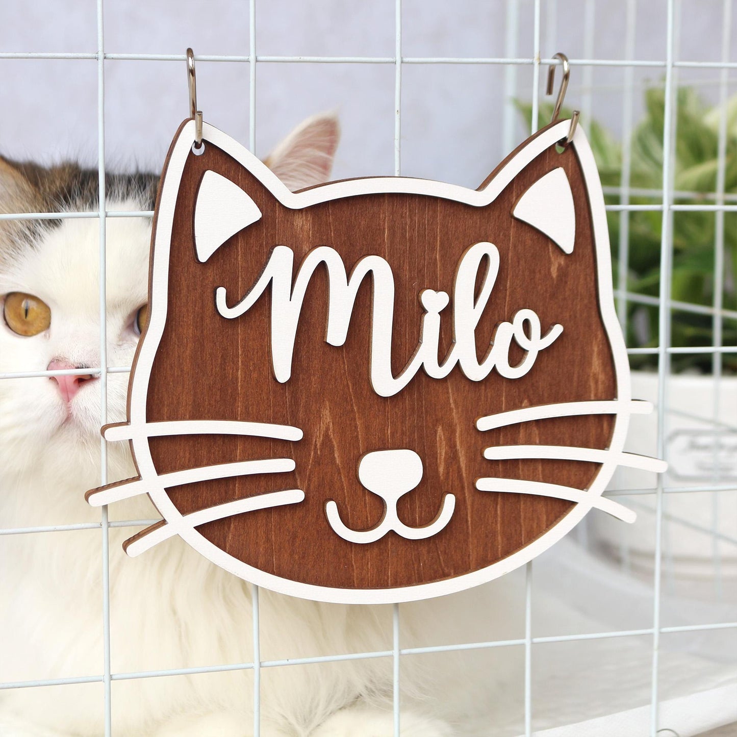 Personalized Cat Name Sign: Wooden Pet House Plaque