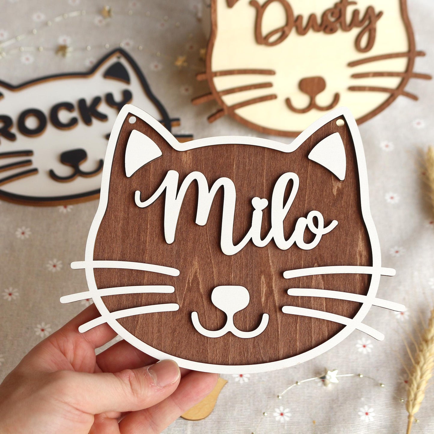 Personalized Cat Name Sign: Wooden Pet House Plaque