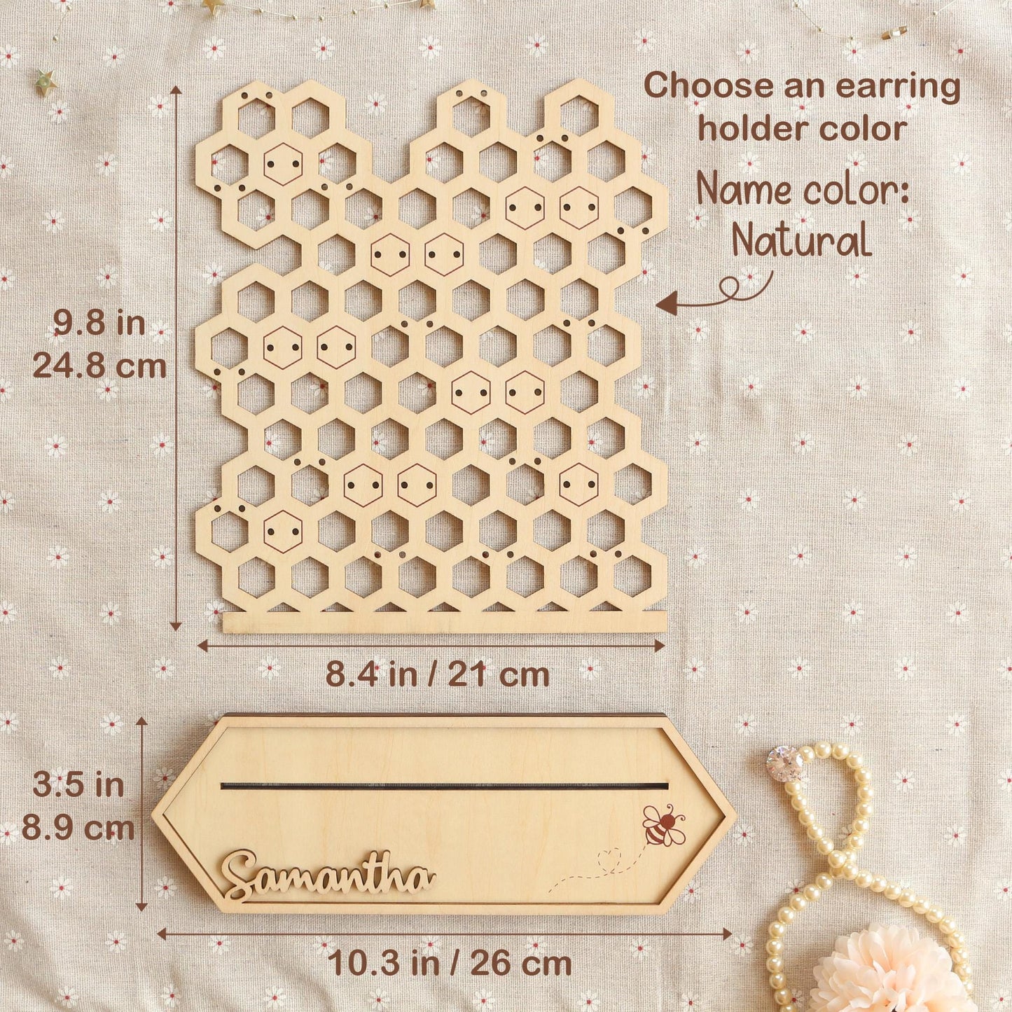 Personalized Wooden Earring Holder: Jewelry Organizer Display Stand