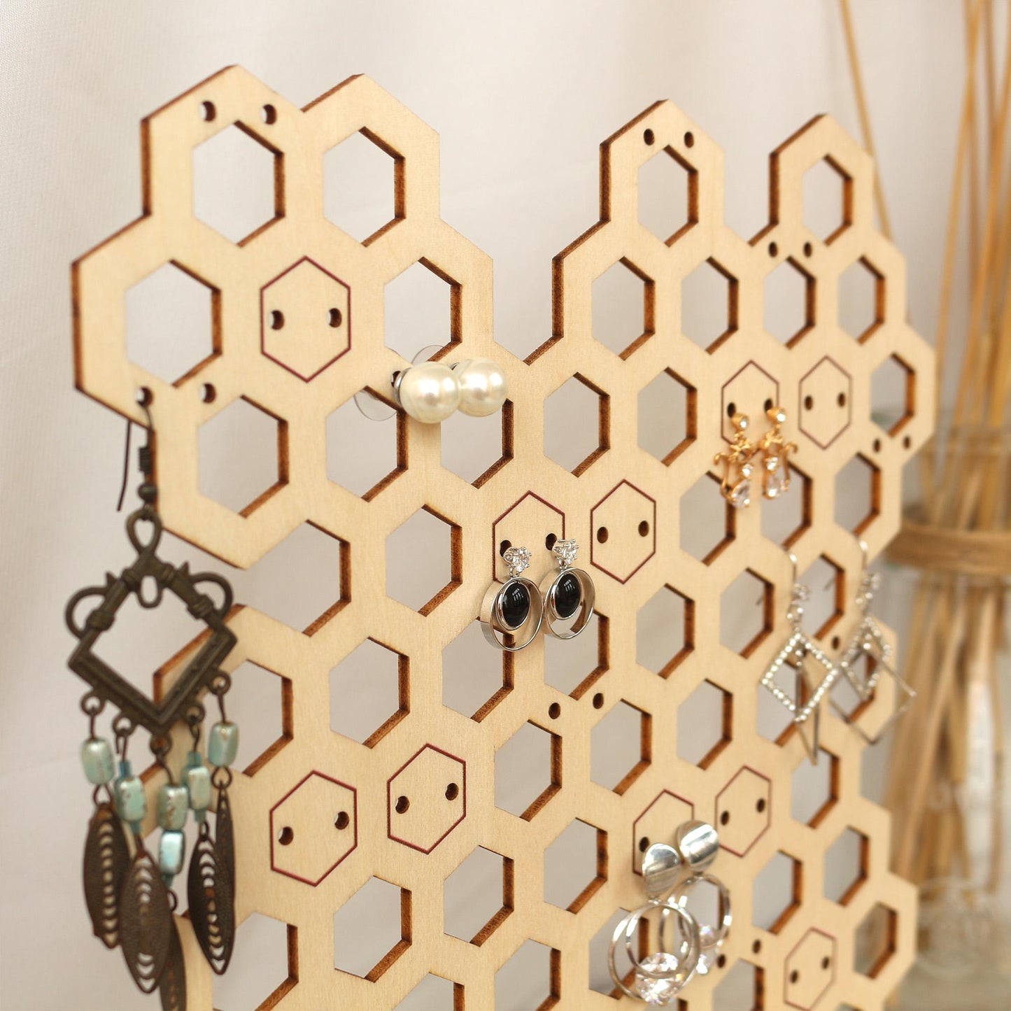 Personalized Wooden Earring Holder: Jewelry Organizer Display Stand
