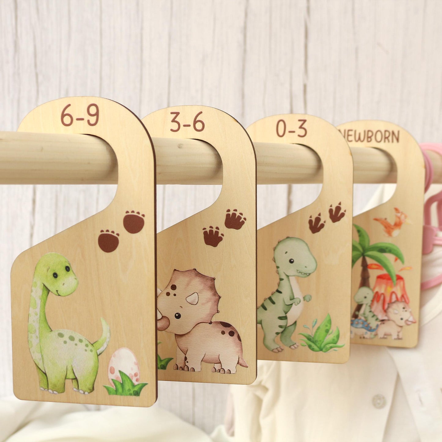 Dinosaur Baby Clothes Dividers: Wooden Nursery Closet Organizer