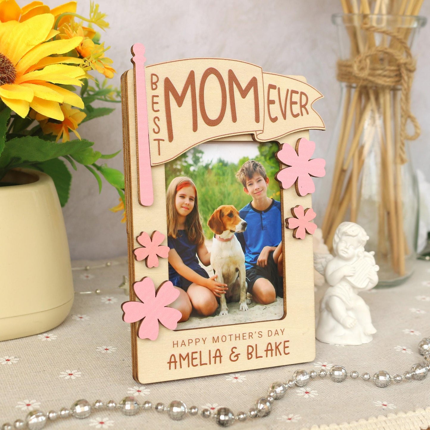 Mothers Day Photo Magnet, Mother's Day Gift, Photo Frame, Gift for Mom, Gift for Grandma, Mother’s Day Picture Frame, Kids Photo for Fridge
