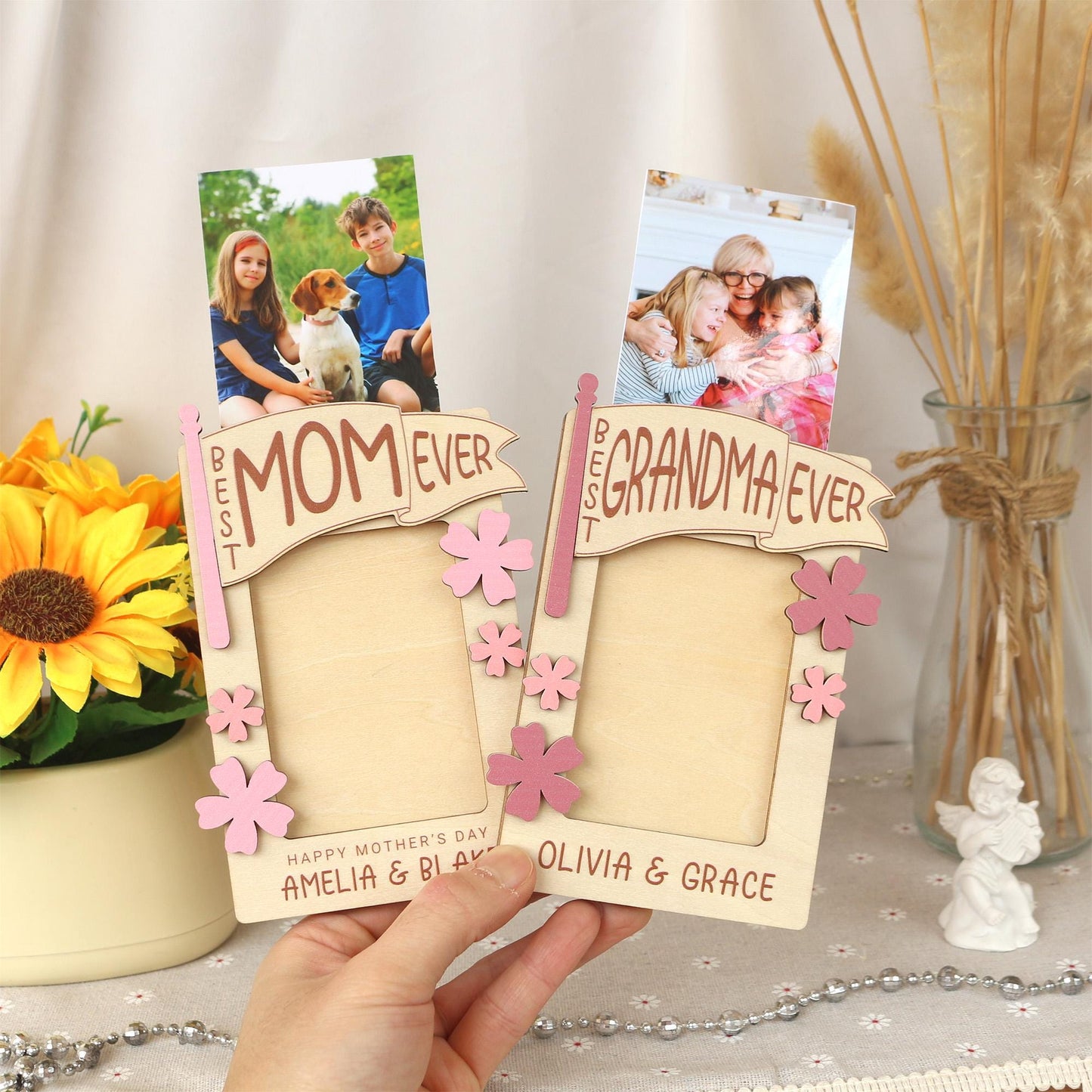 Mothers Day Photo Magnet, Mother's Day Gift, Photo Frame, Gift for Mom, Gift for Grandma, Mother’s Day Picture Frame, Kids Photo for Fridge