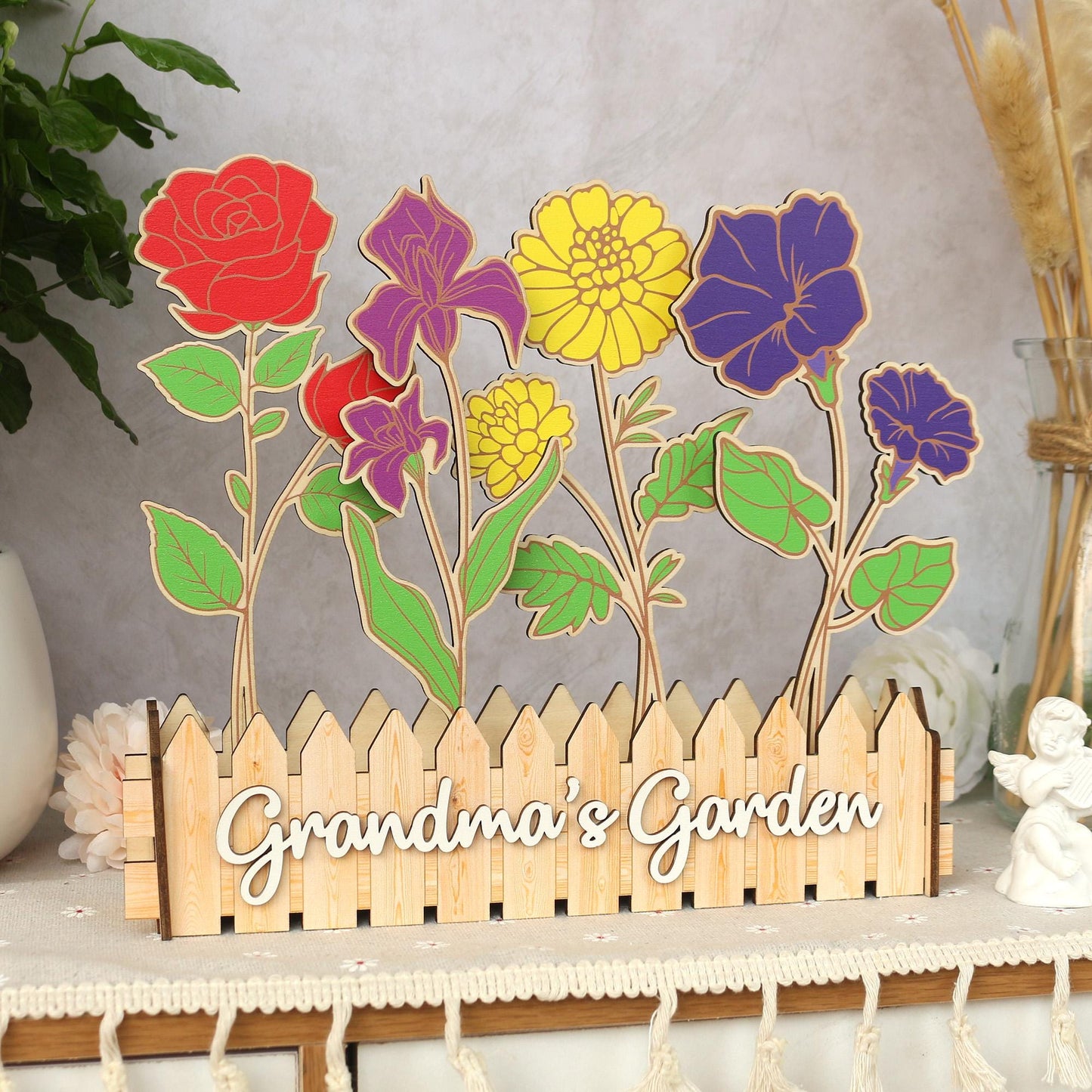 Wooden Birth Flower Garden, Flower Decor, Wooden Birth Flowers, Mothers Day Gift, Family Birth Flowers, Nana's Garden, Custom Wood Sign