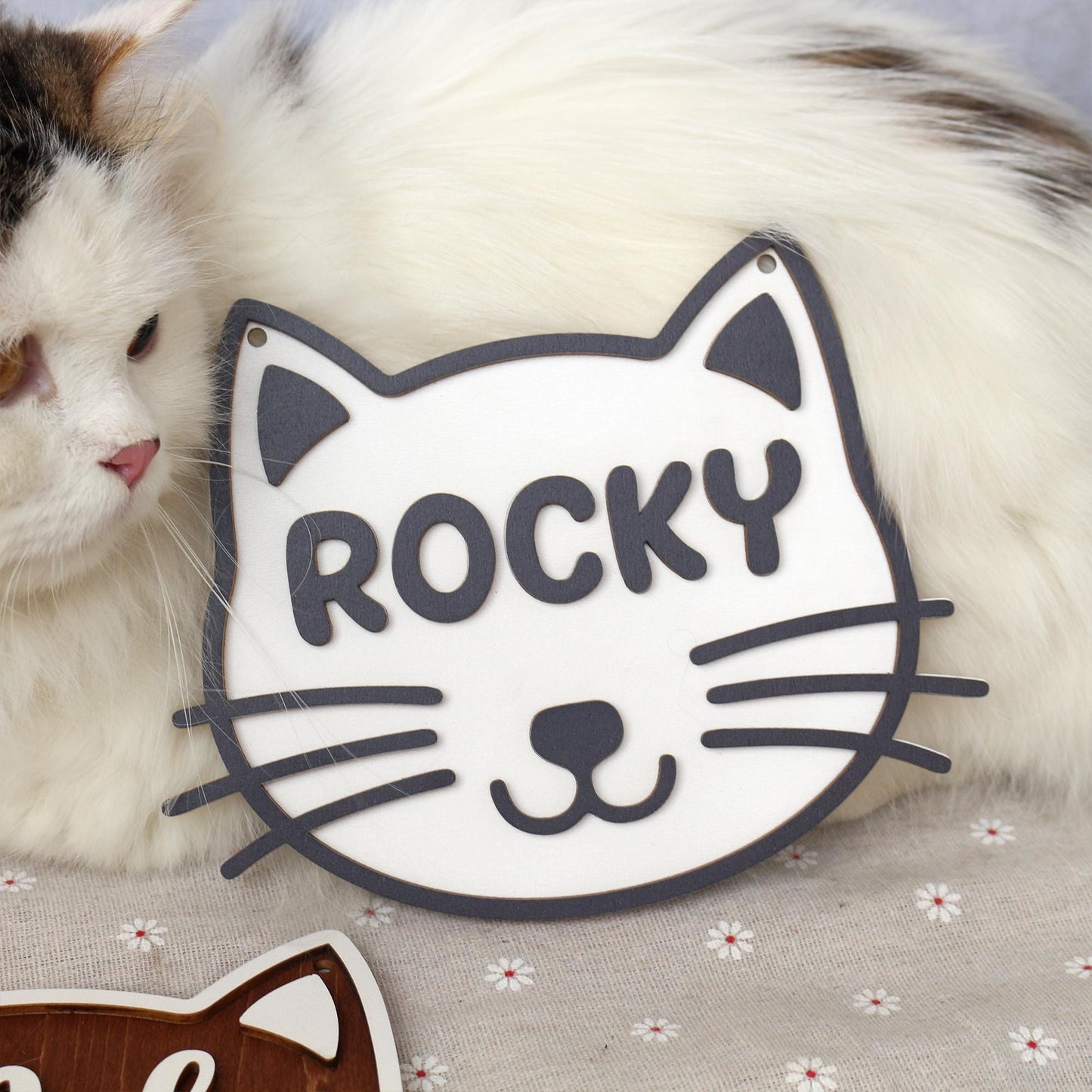 Personalized Cat Name Sign: Wooden Pet House Plaque