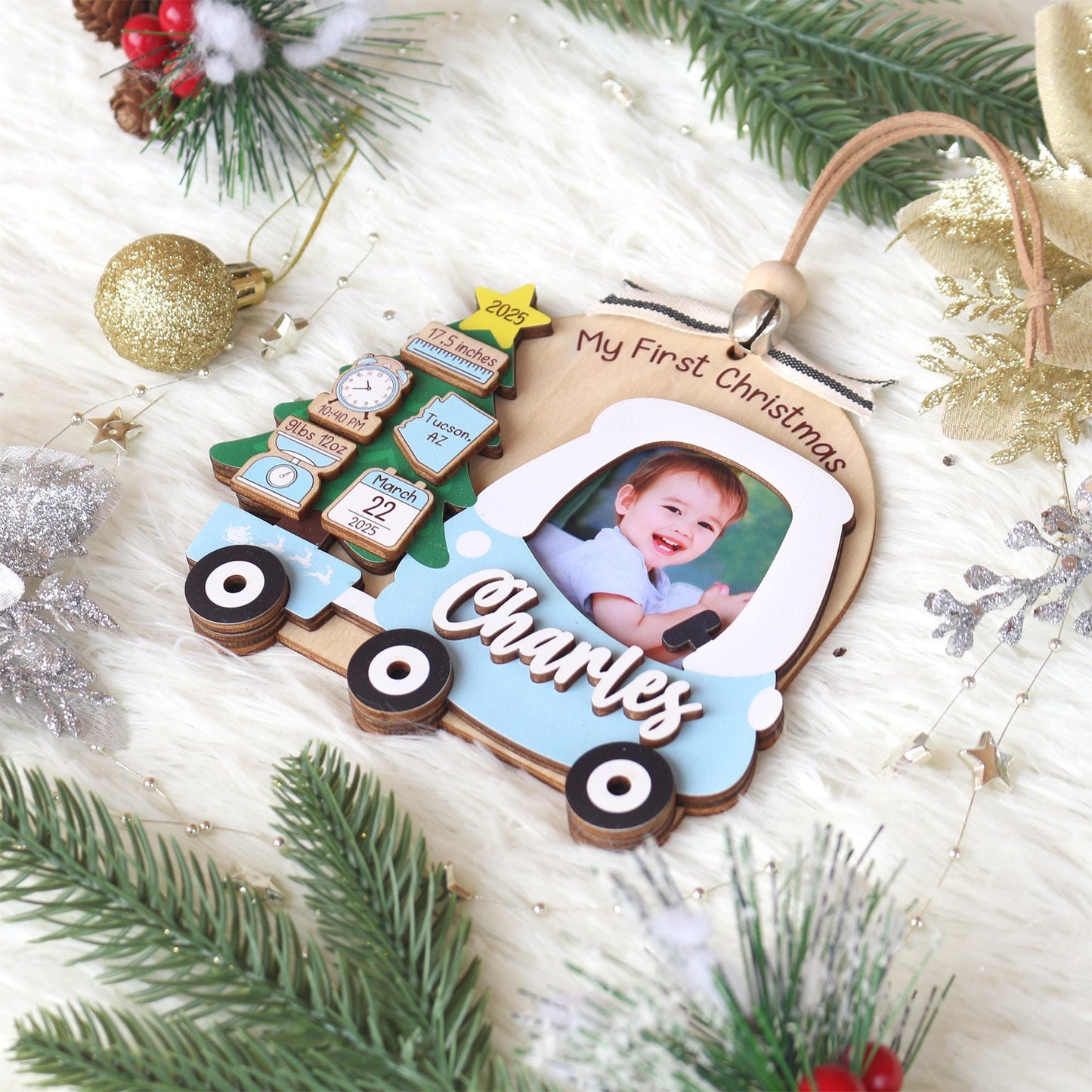 Personalized Baby's First Christmas Photo Ornament: Custom Acrylic Keepsake
