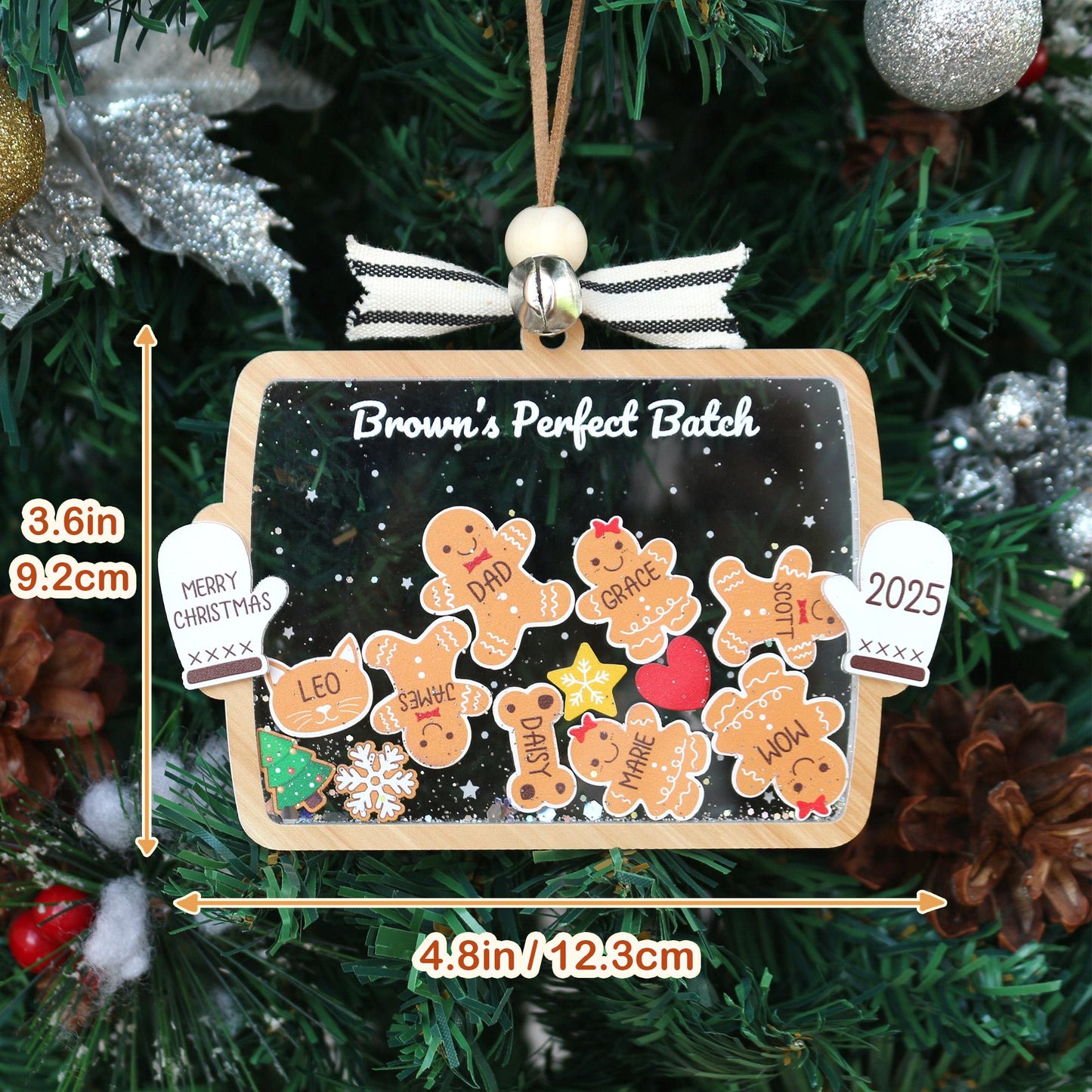 Custom Family Member Shaker Ornament 2025, Gingerbread Family Ornament, 4D Shake Family Ornament, Family Christmas Gifts, Family Keepsake