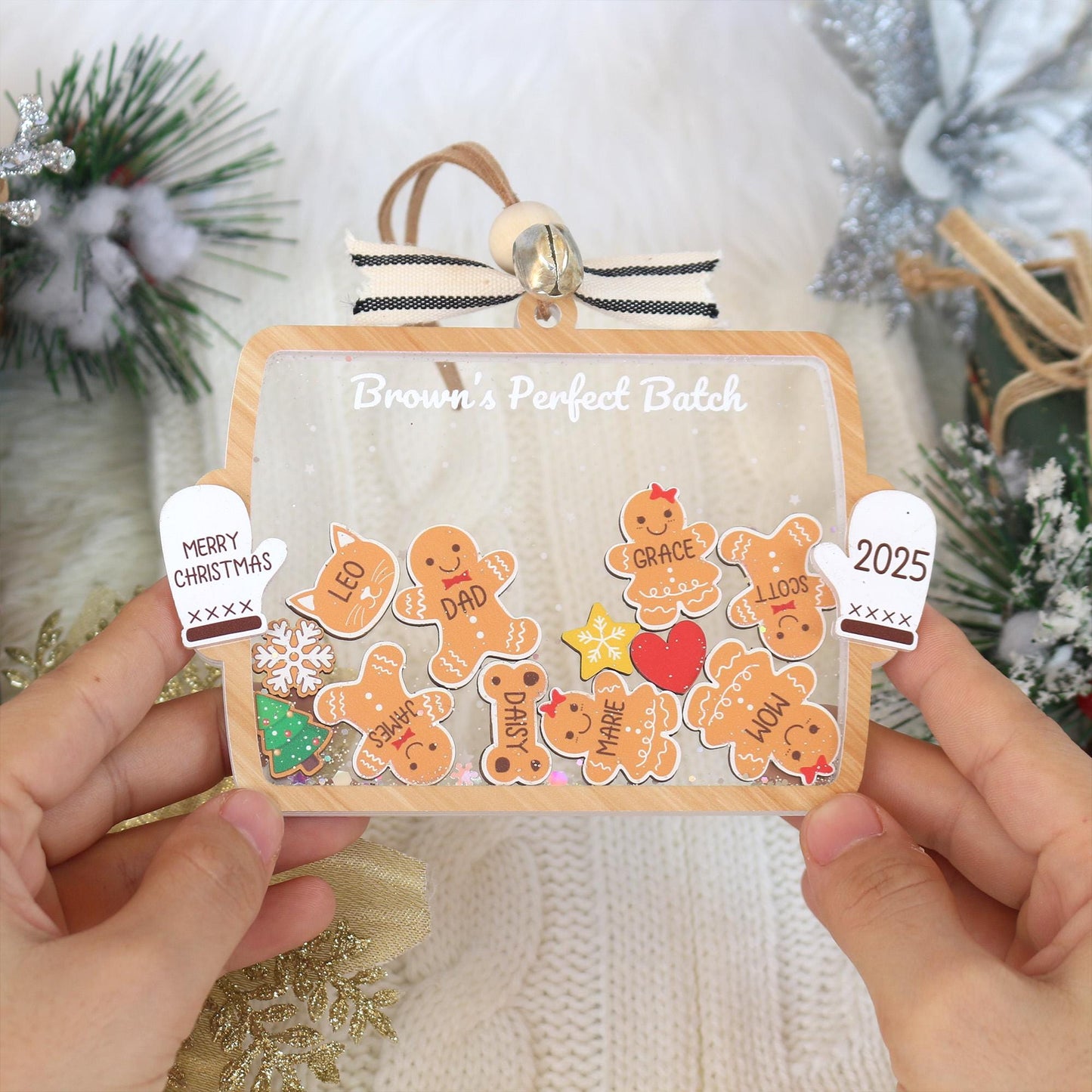 Custom Family Member Shaker Ornament 2025, Gingerbread Family Ornament, 4D Shake Family Ornament, Family Christmas Gifts, Family Keepsake