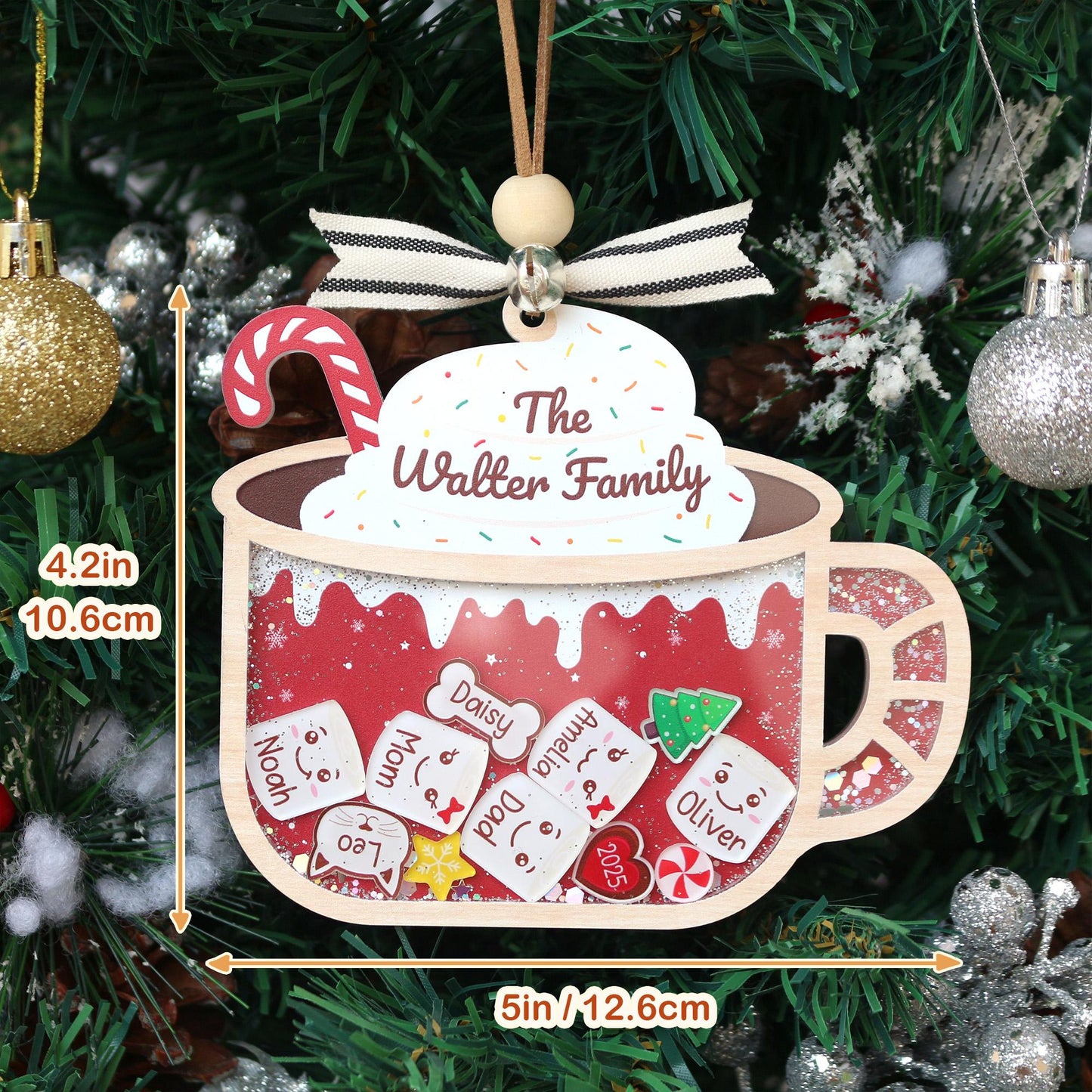 Personalized Marshmallows Family Ornament 2025, 4D Shaker Family Ornament With Pets, Family Christmas Gifts, Family Keepsake