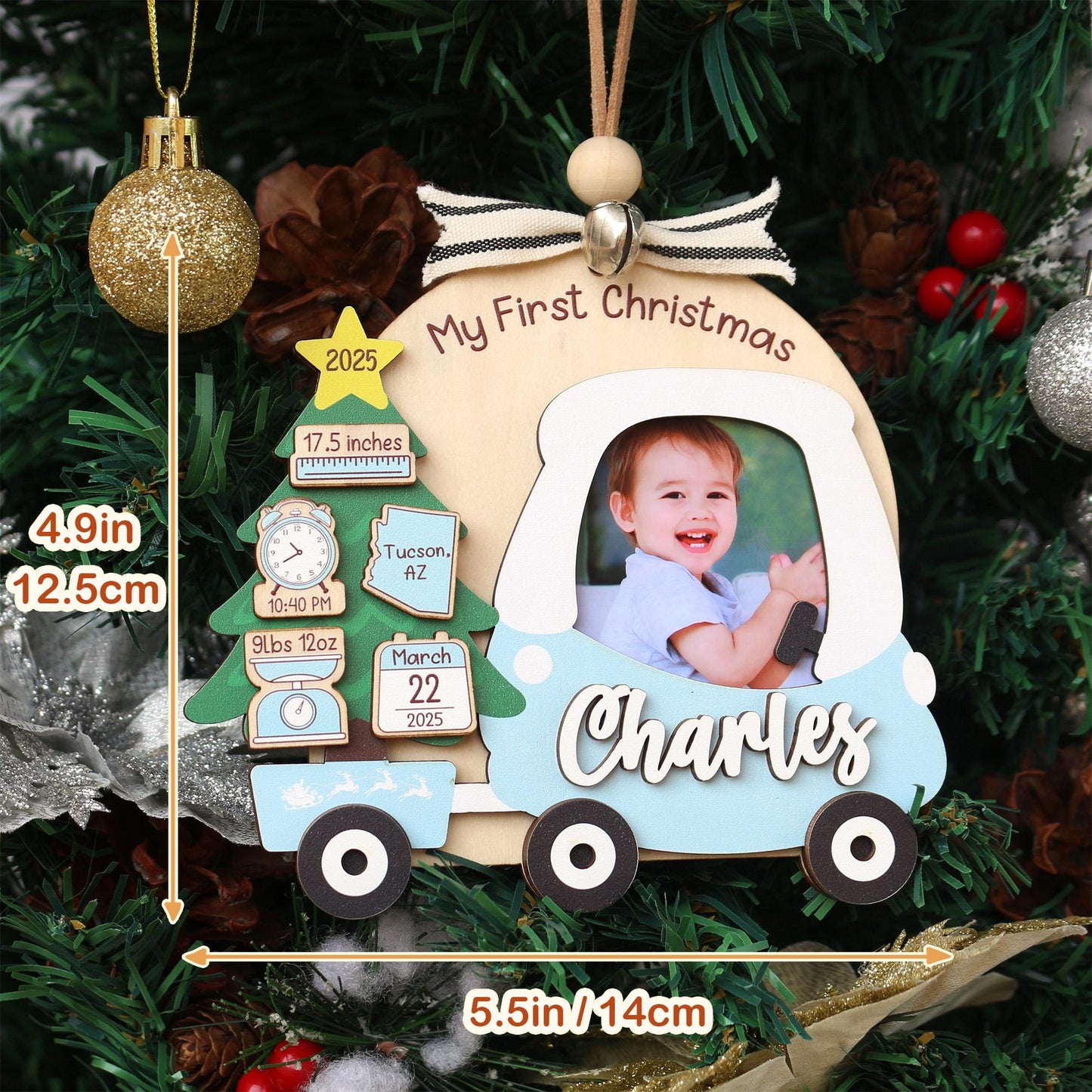 Personalized Baby's First Christmas Photo Ornament: Custom Acrylic Keepsake