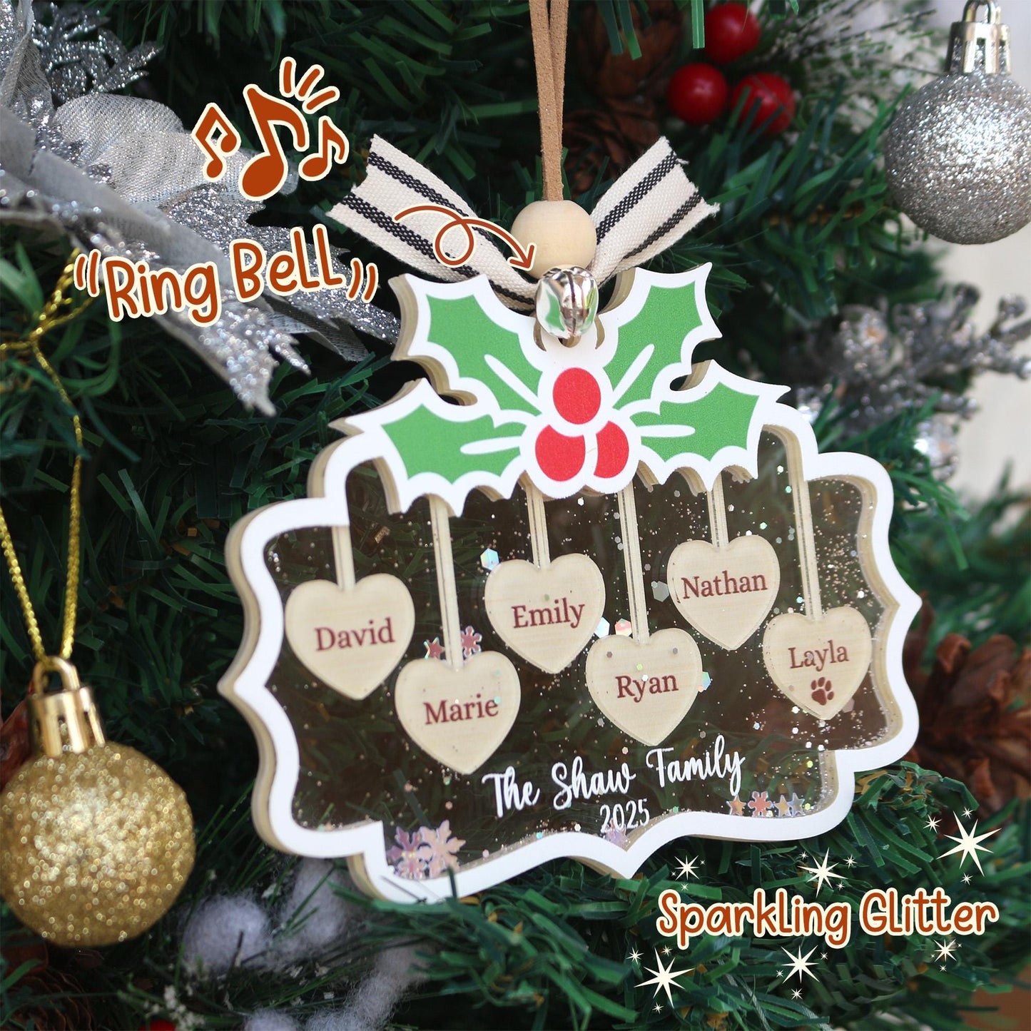 Personalized Family Ornament 2025: Custom Christmas Ornament 2025, Christmas Keepsake with Names & Pets
