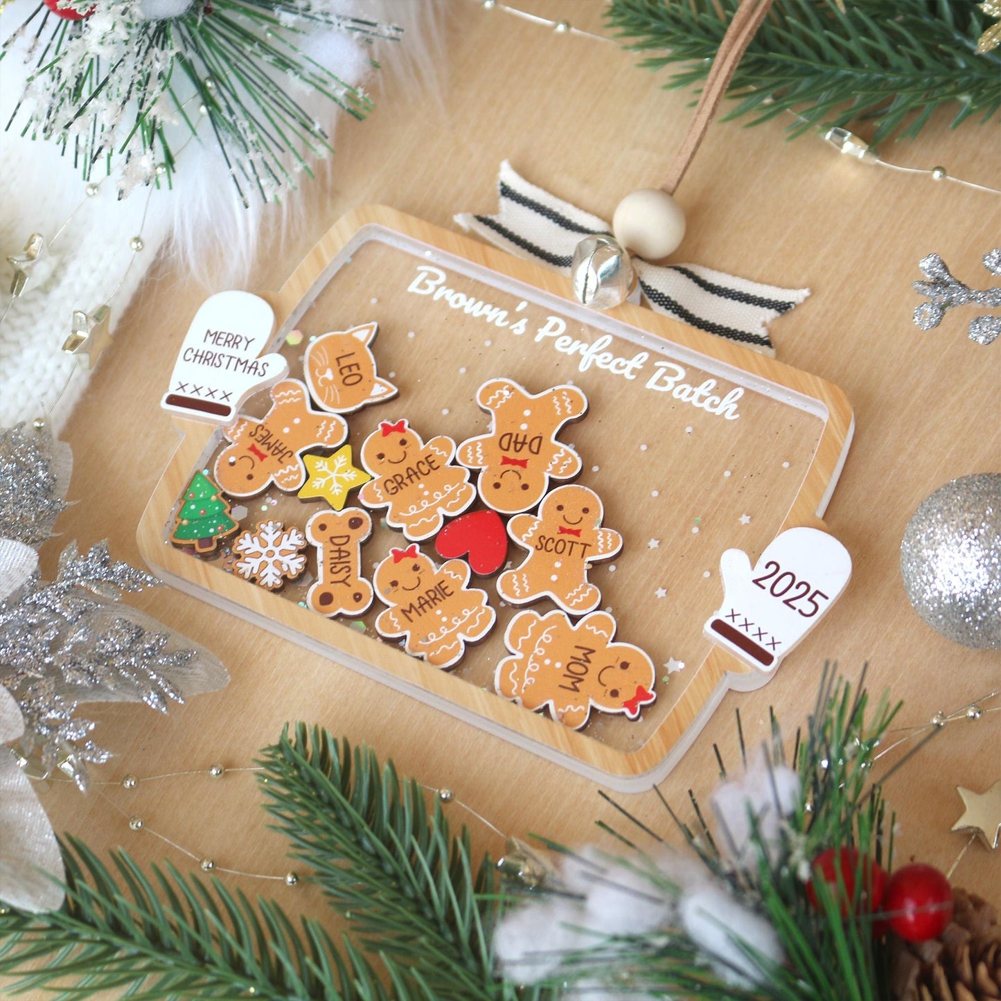Custom Family Member Shaker Ornament 2025, Gingerbread Family Ornament, 4D Shake Family Ornament, Family Christmas Gifts, Family Keepsake